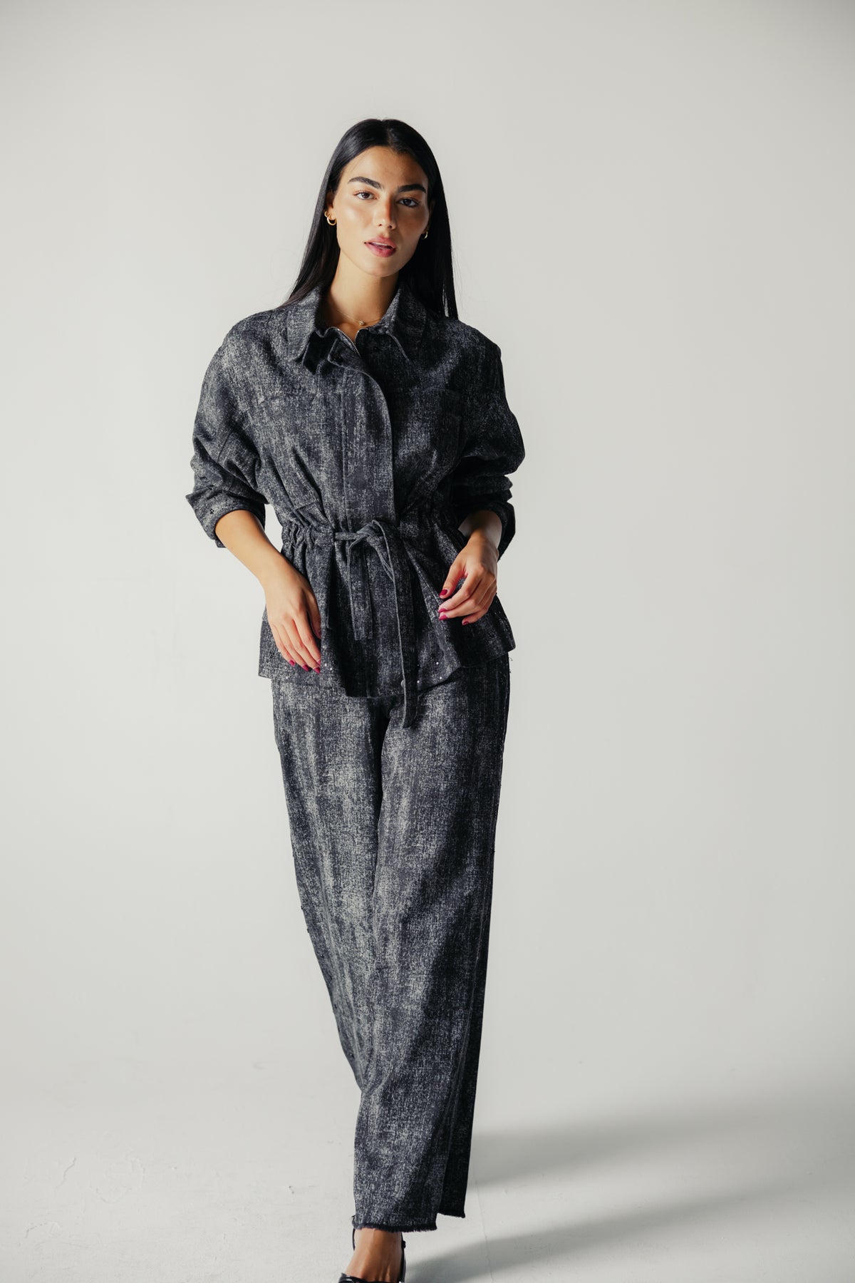 Washed Black Denim Set