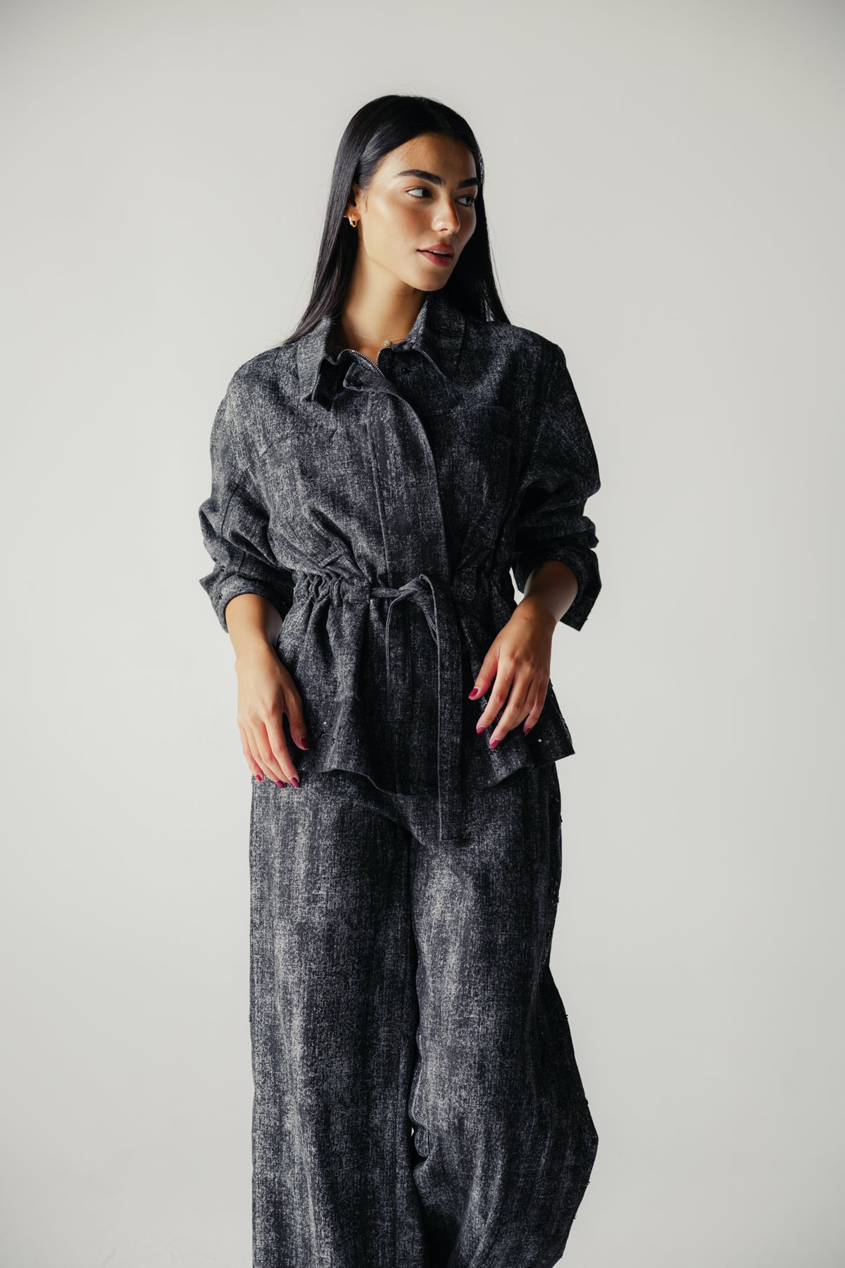Washed Black Denim Set