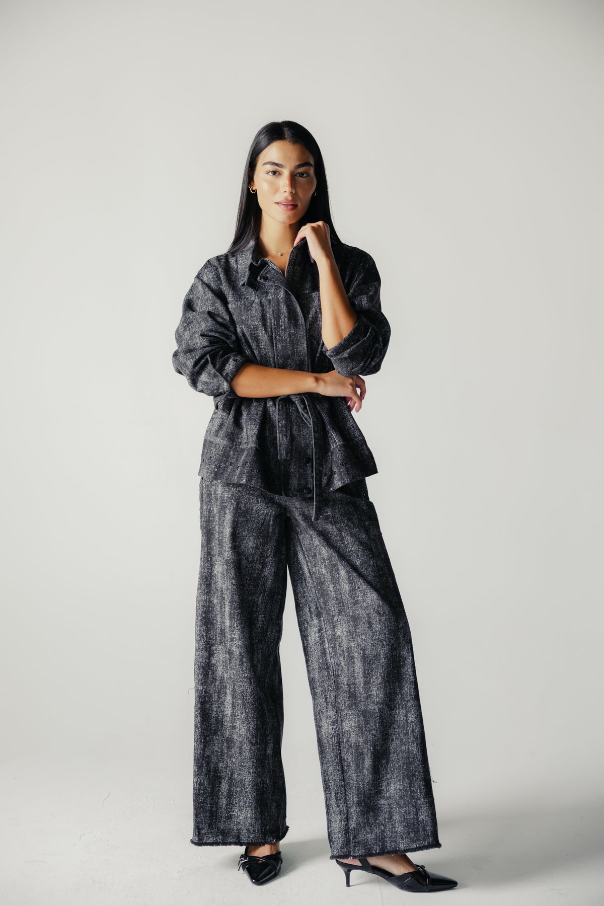 Washed Black Denim Set