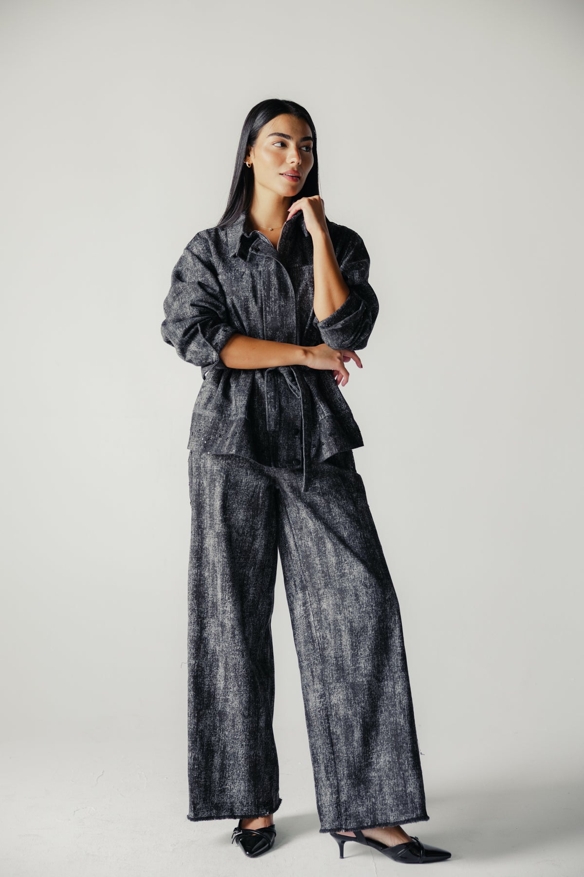 Washed Black Denim Set