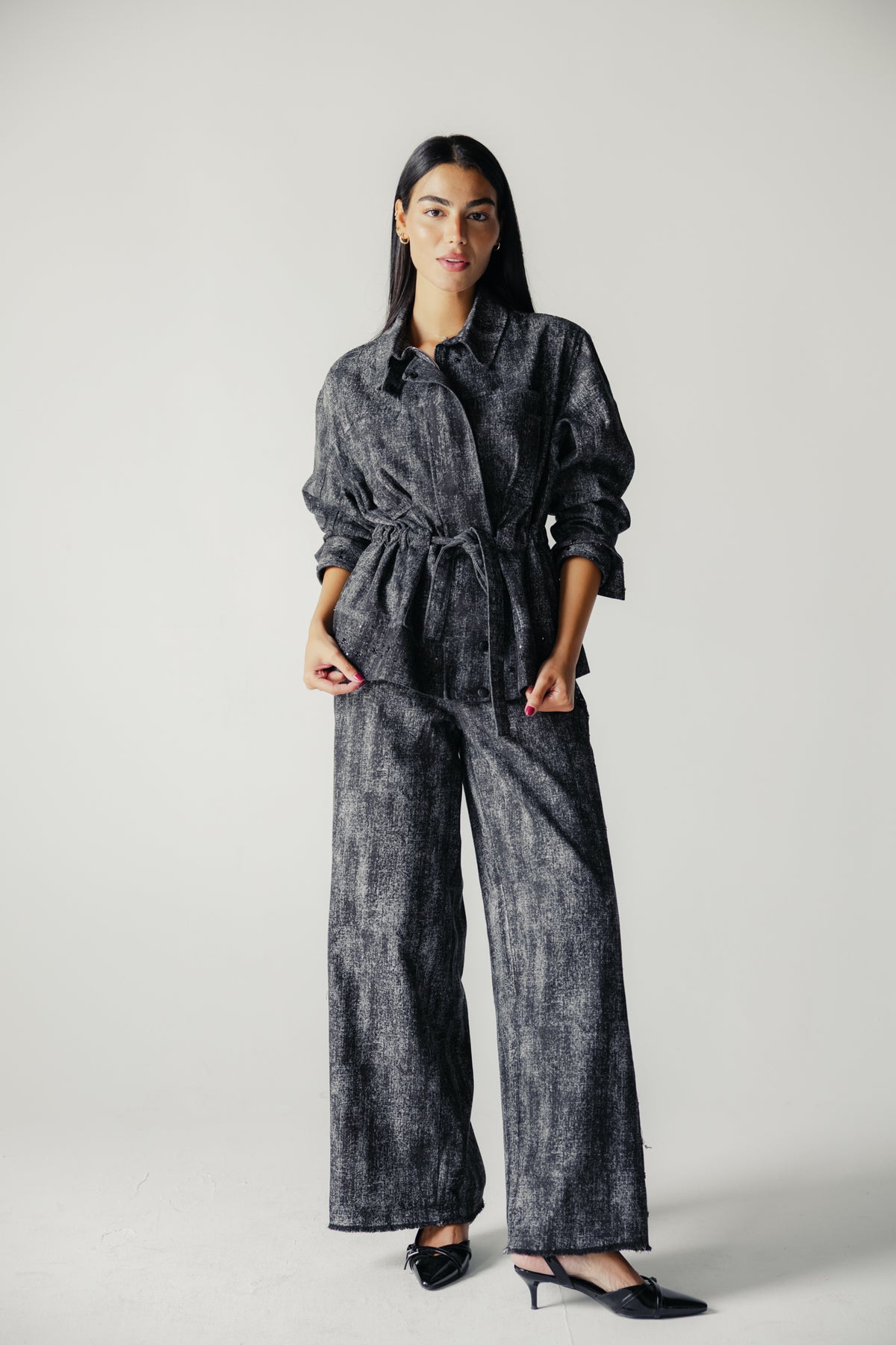 Washed Black Denim Set
