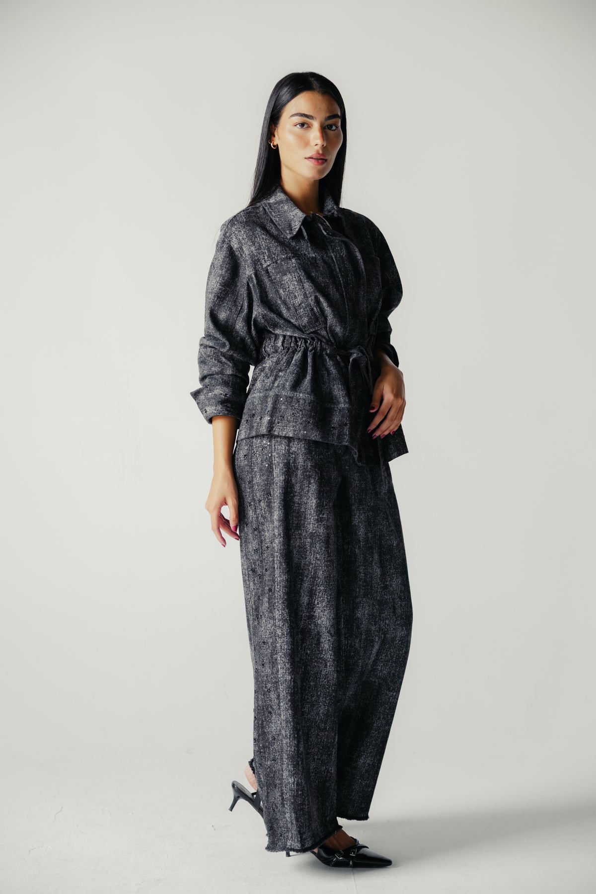 Washed Black Denim Set