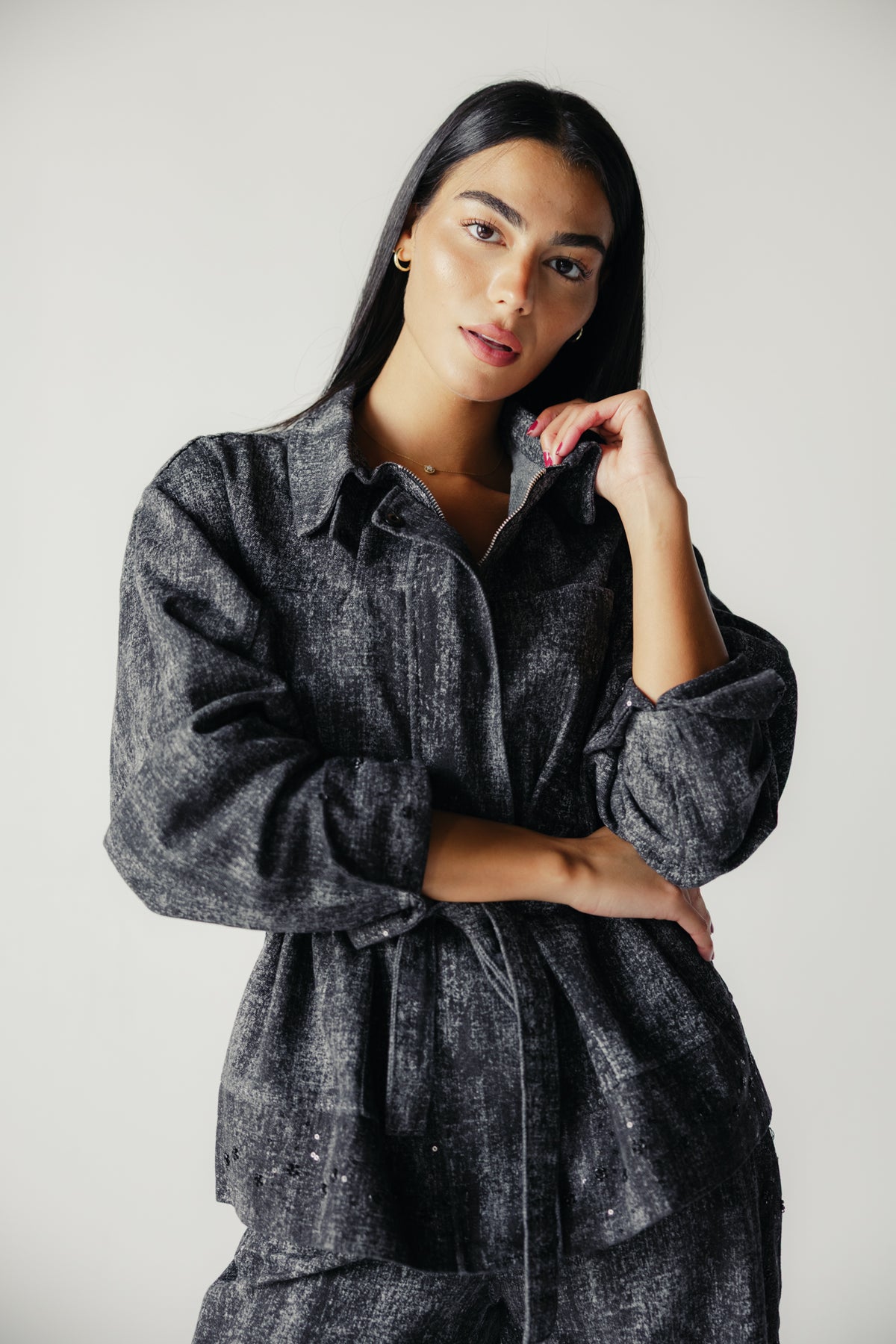 Washed Black Denim Set