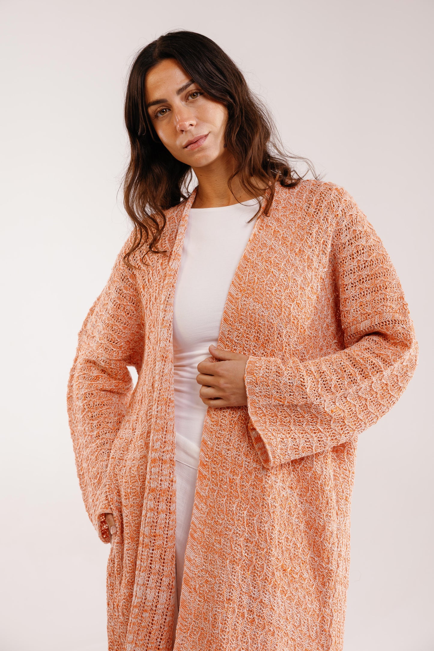 Cloud Knit Cardigan in Tangerine