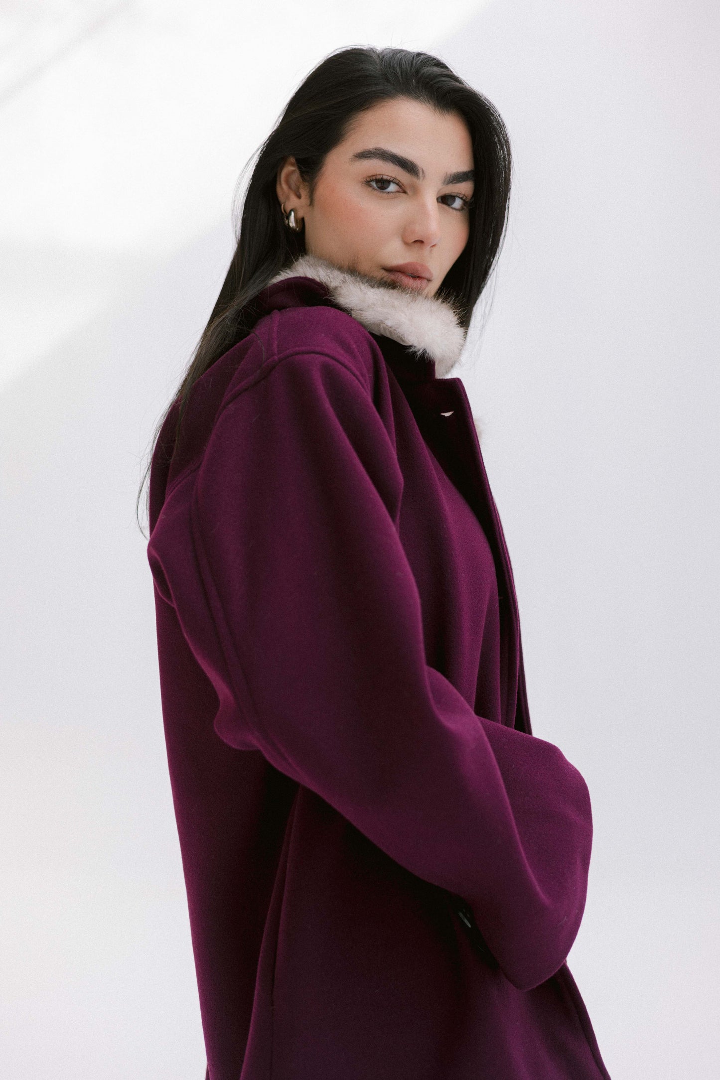 Aurora Fur Jacket in Burgundy