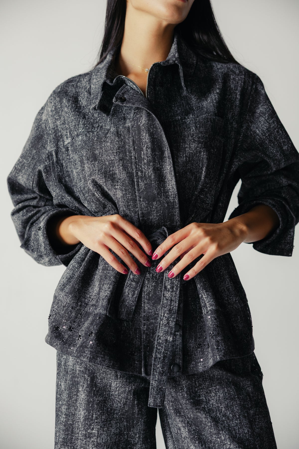 Washed Black Denim Set