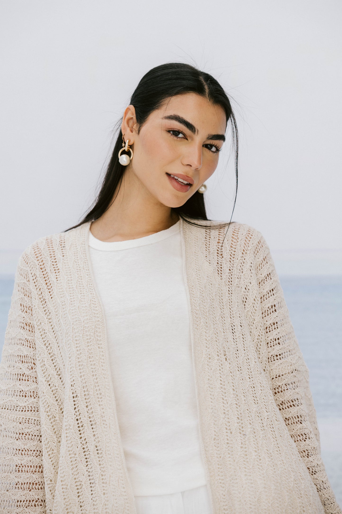 Shoreline knit Cardigan in Beige
