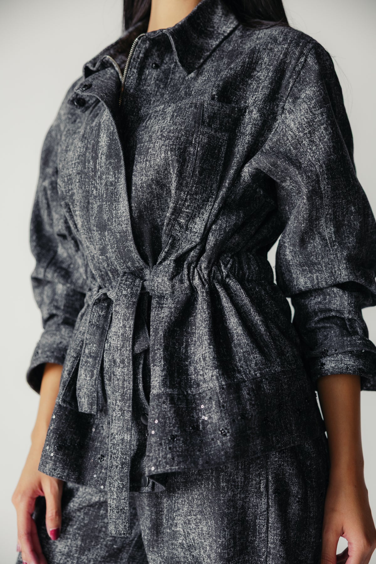 Washed Black Denim Set