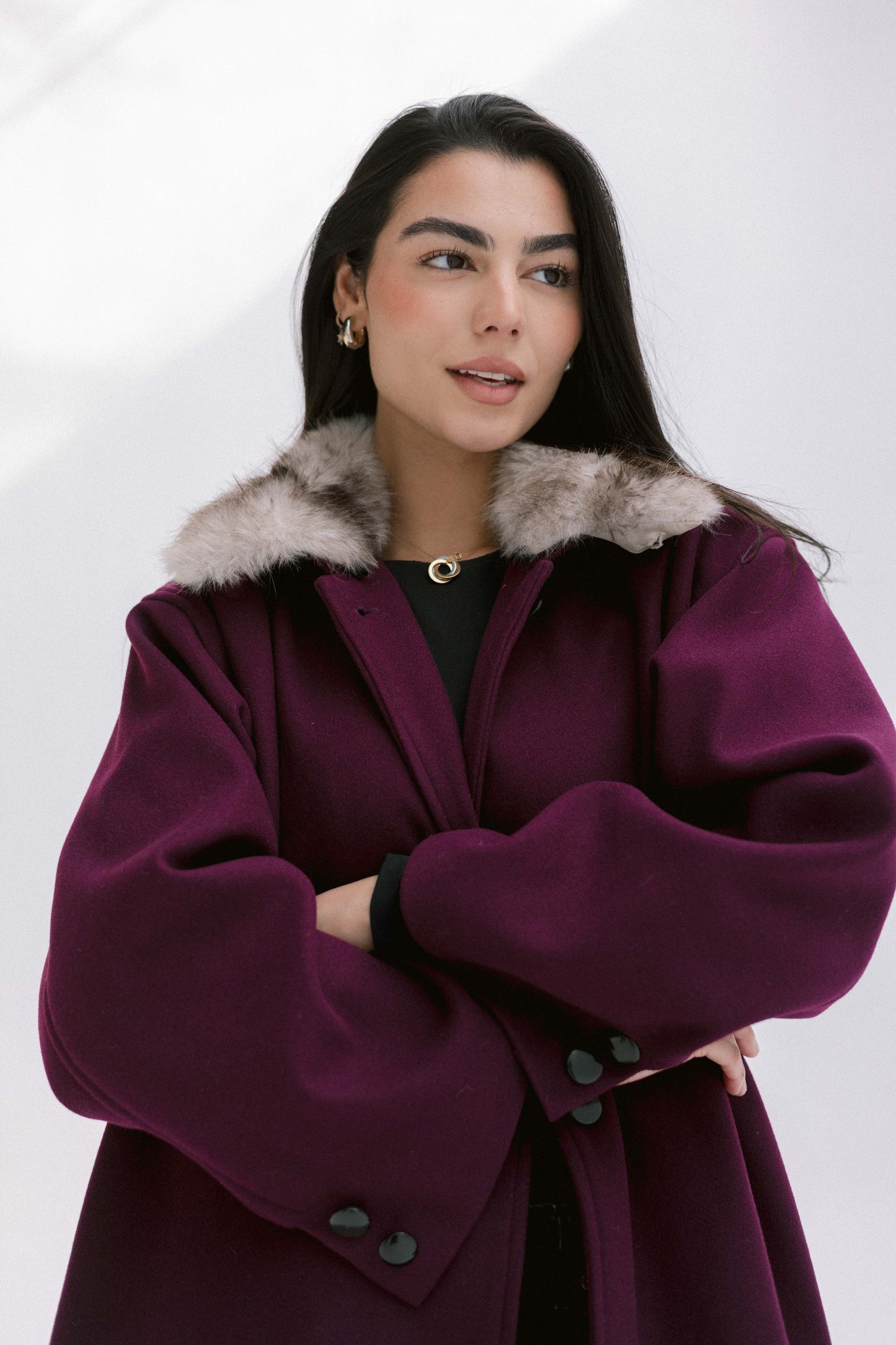 Aurora Fur Jacket in Burgundy