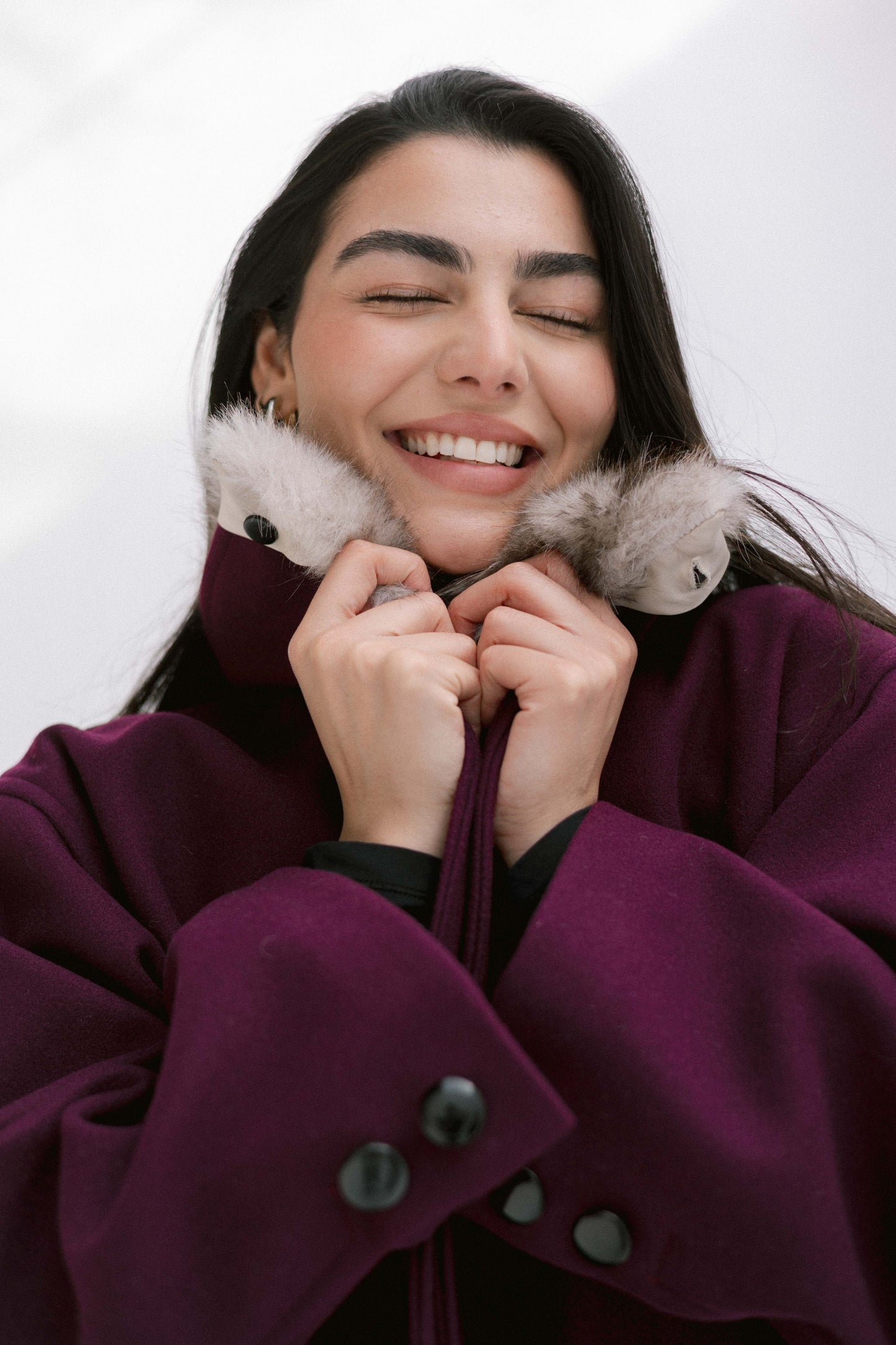 Aurora Fur Jacket in Burgundy