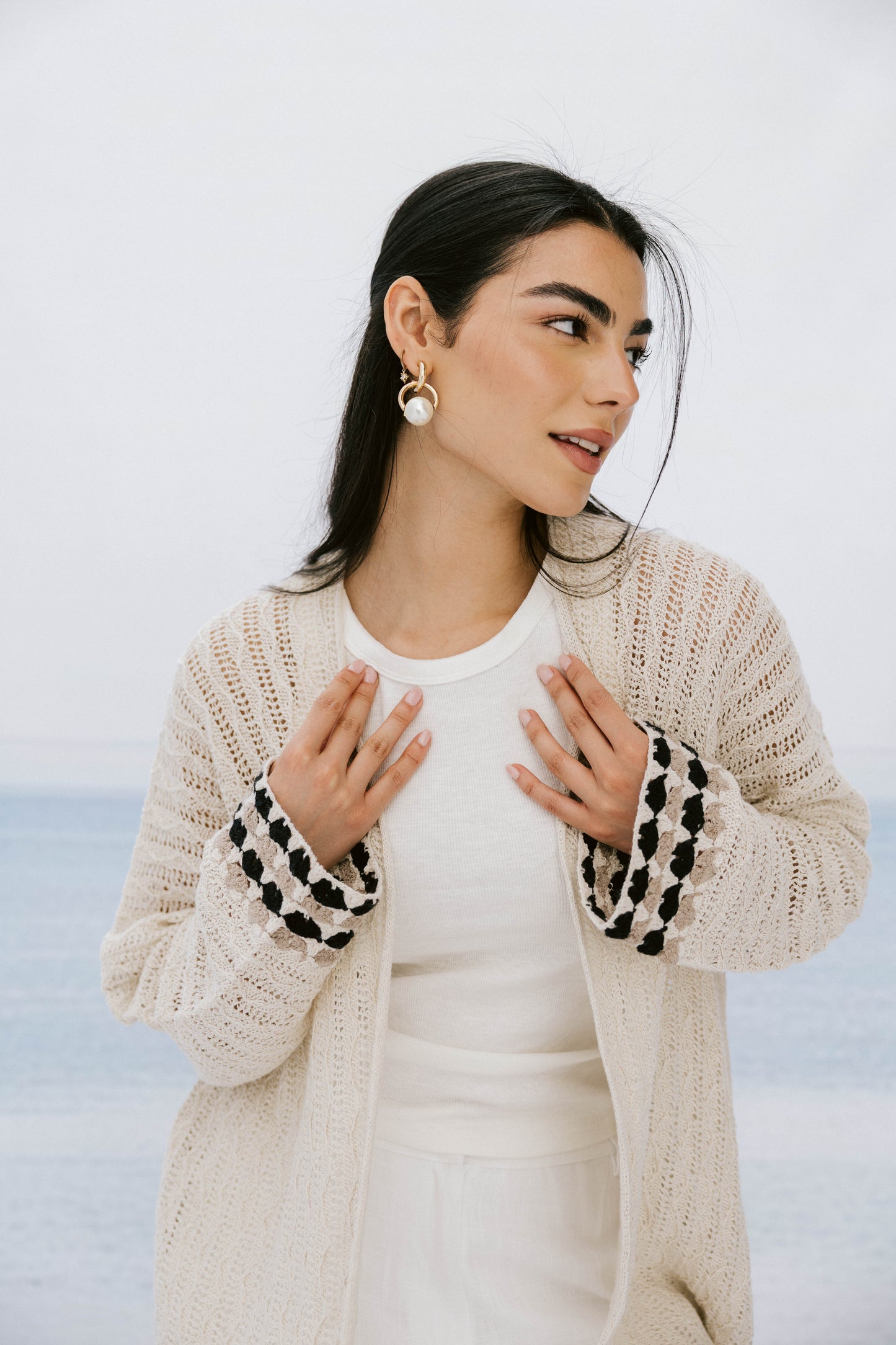 Shoreline knit Cardigan in Beige