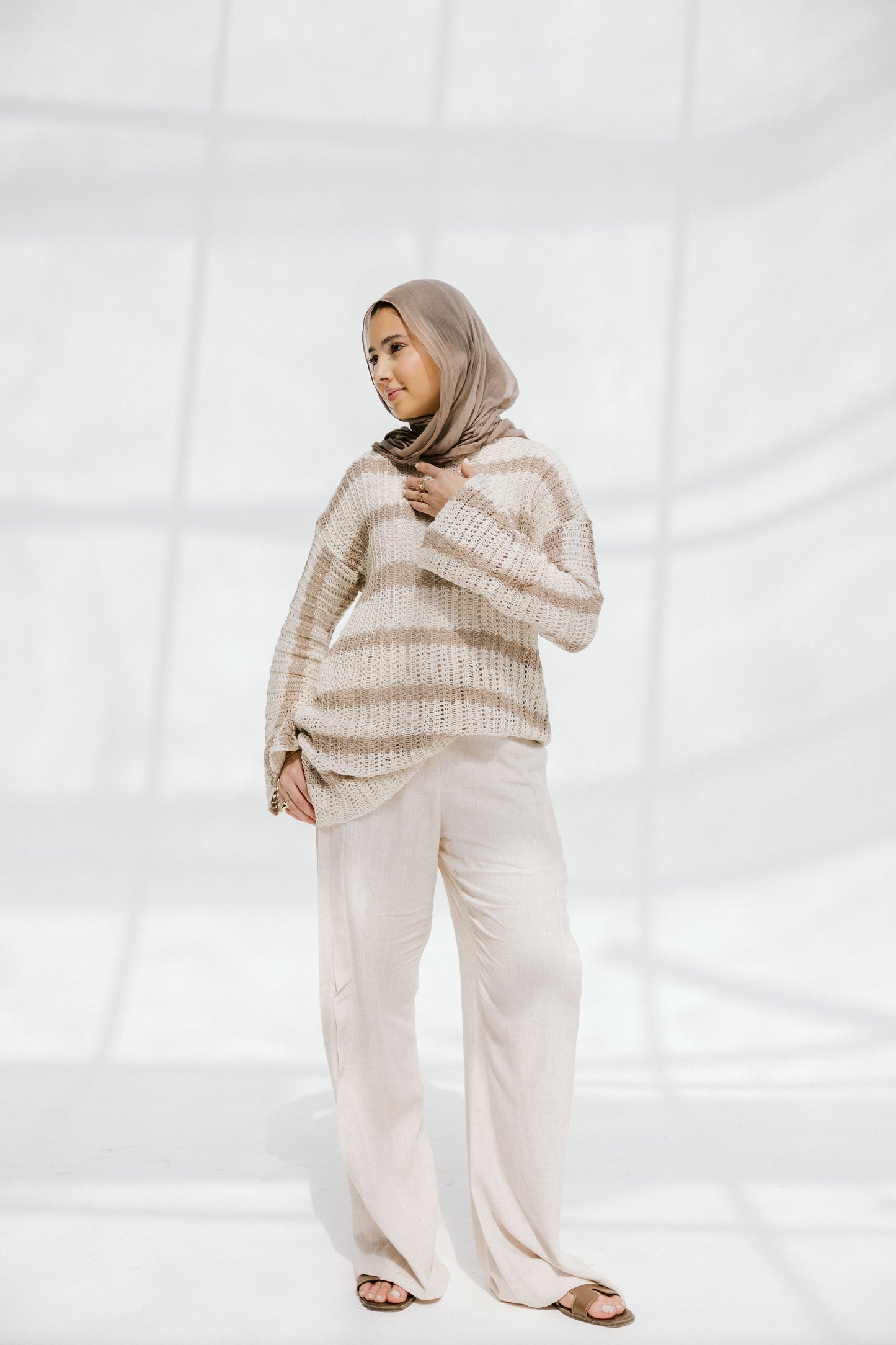 Cabana knit top in beige
