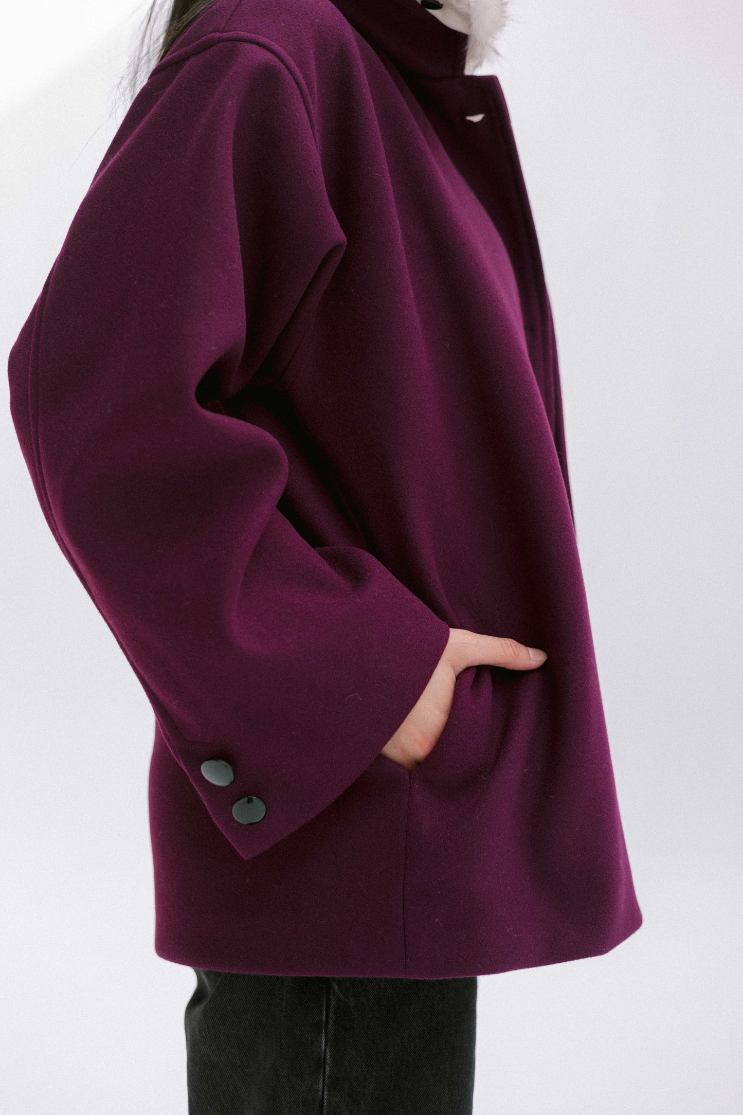 Aurora Fur Jacket in Burgundy