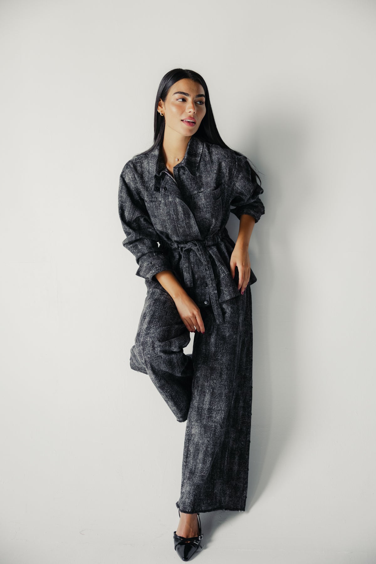 Washed Black Denim Set