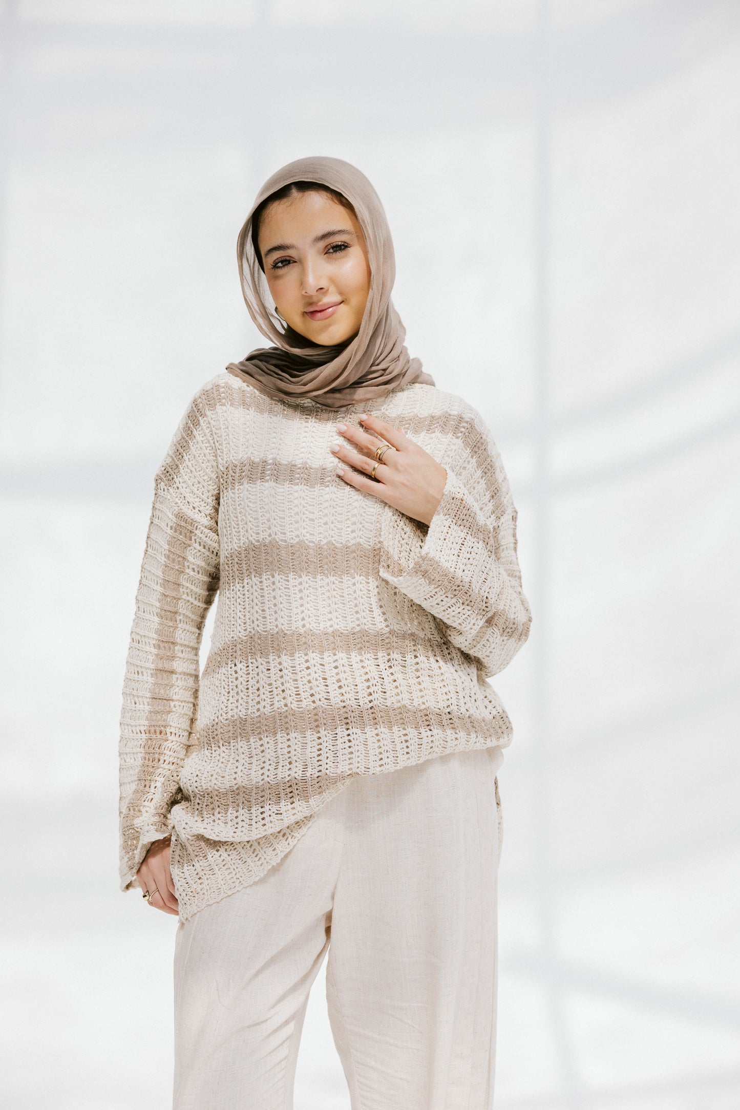 Cabana knit top in beige