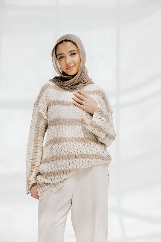 Cabana knit top in beige
