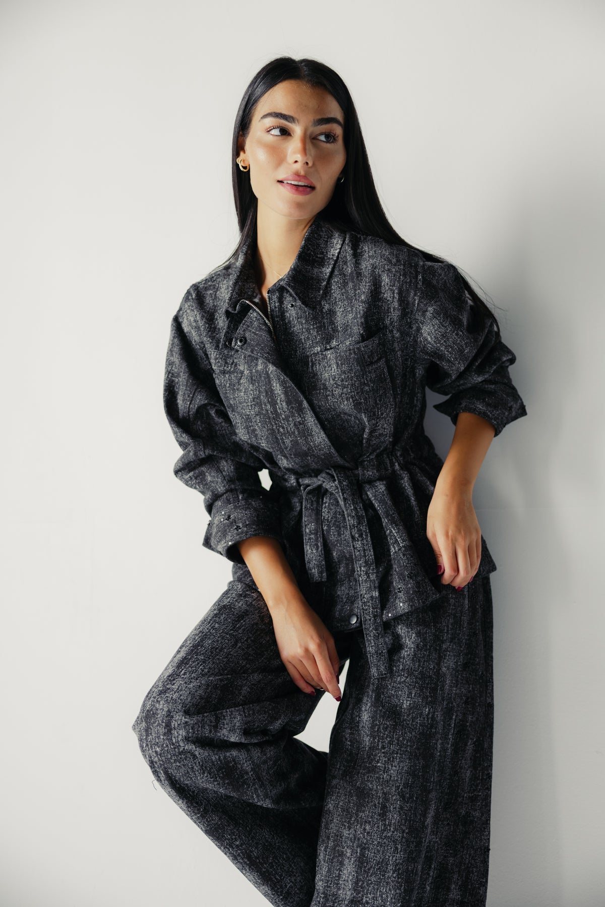 Washed Black Denim Set