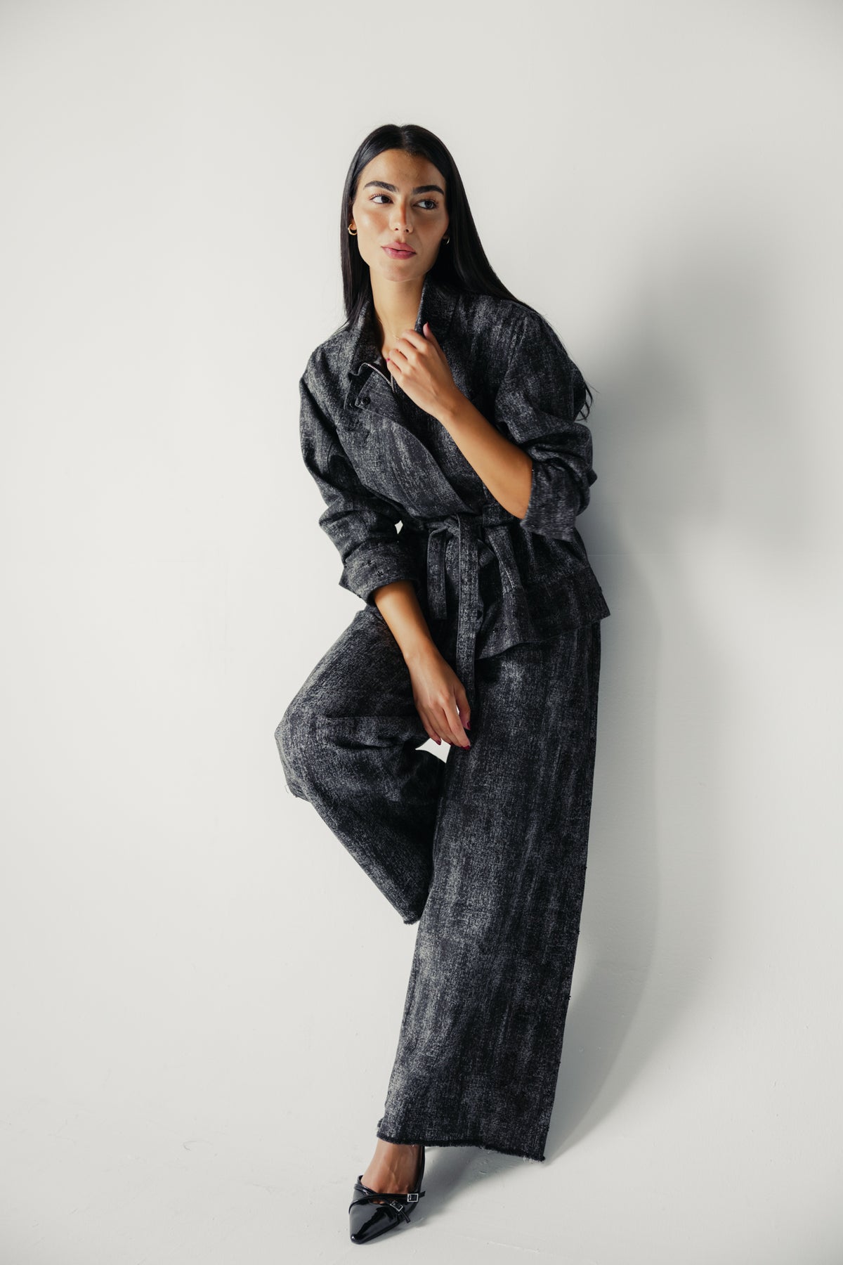 Washed Black Denim Set