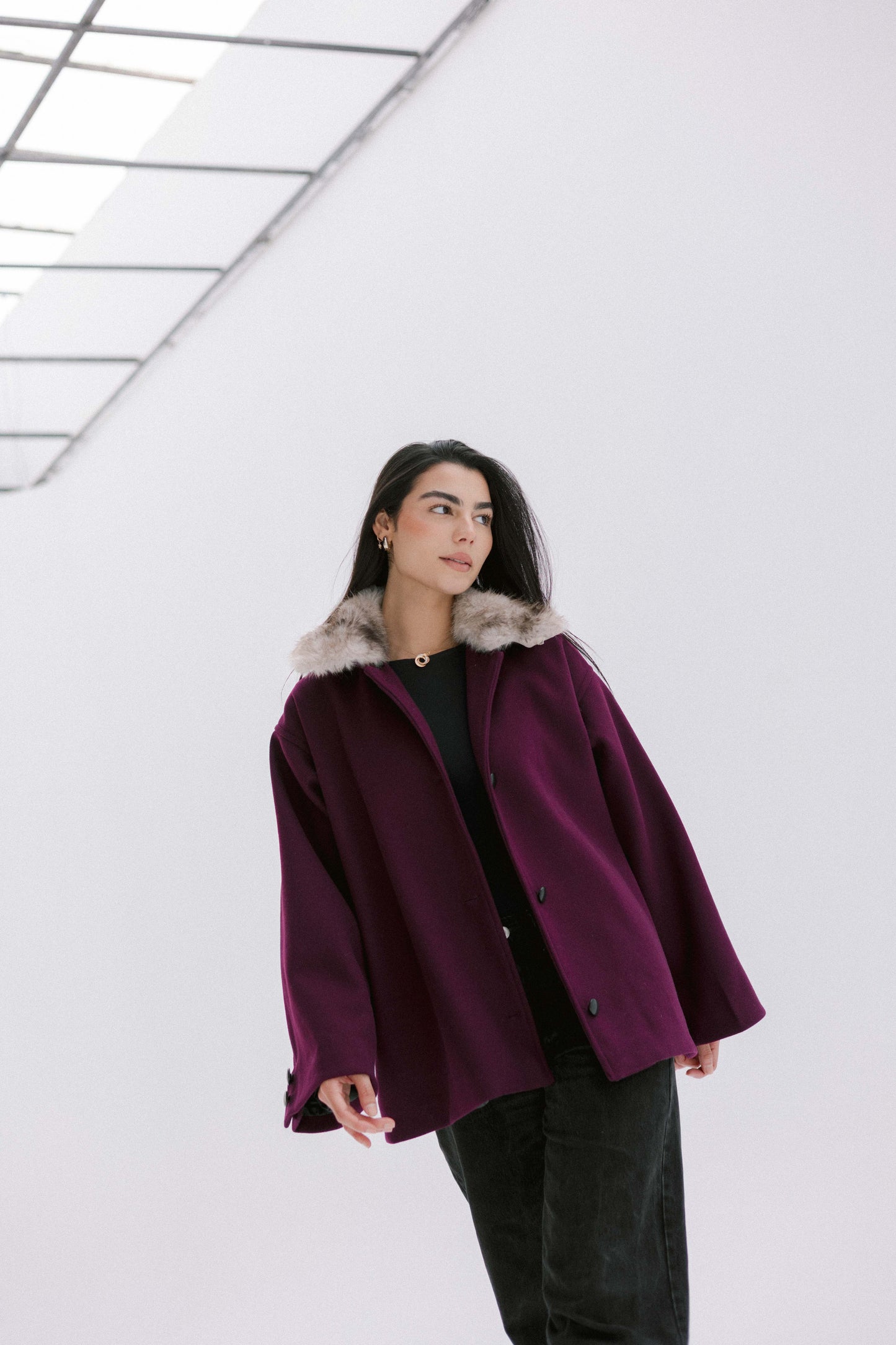 Aurora Fur Jacket in Burgundy