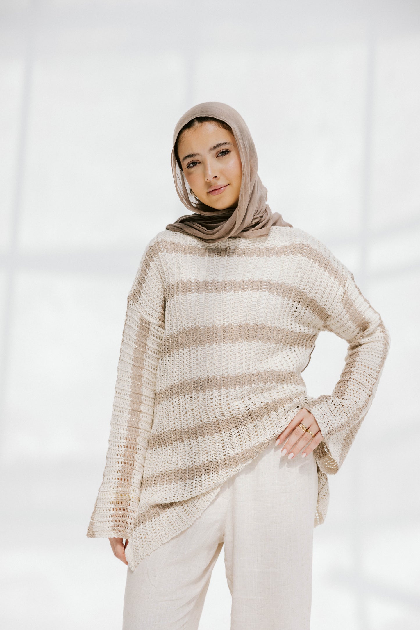 Cabana knit top in beige