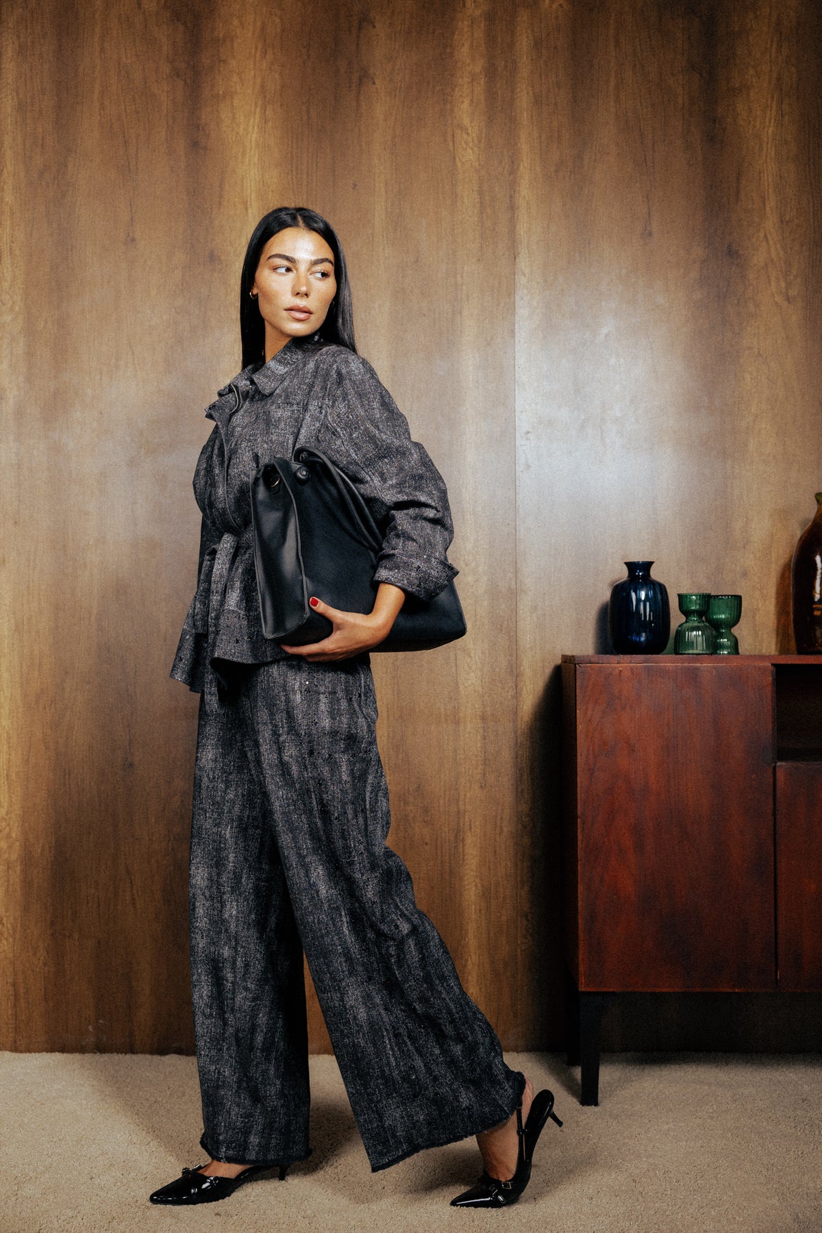 Washed Black Denim Set