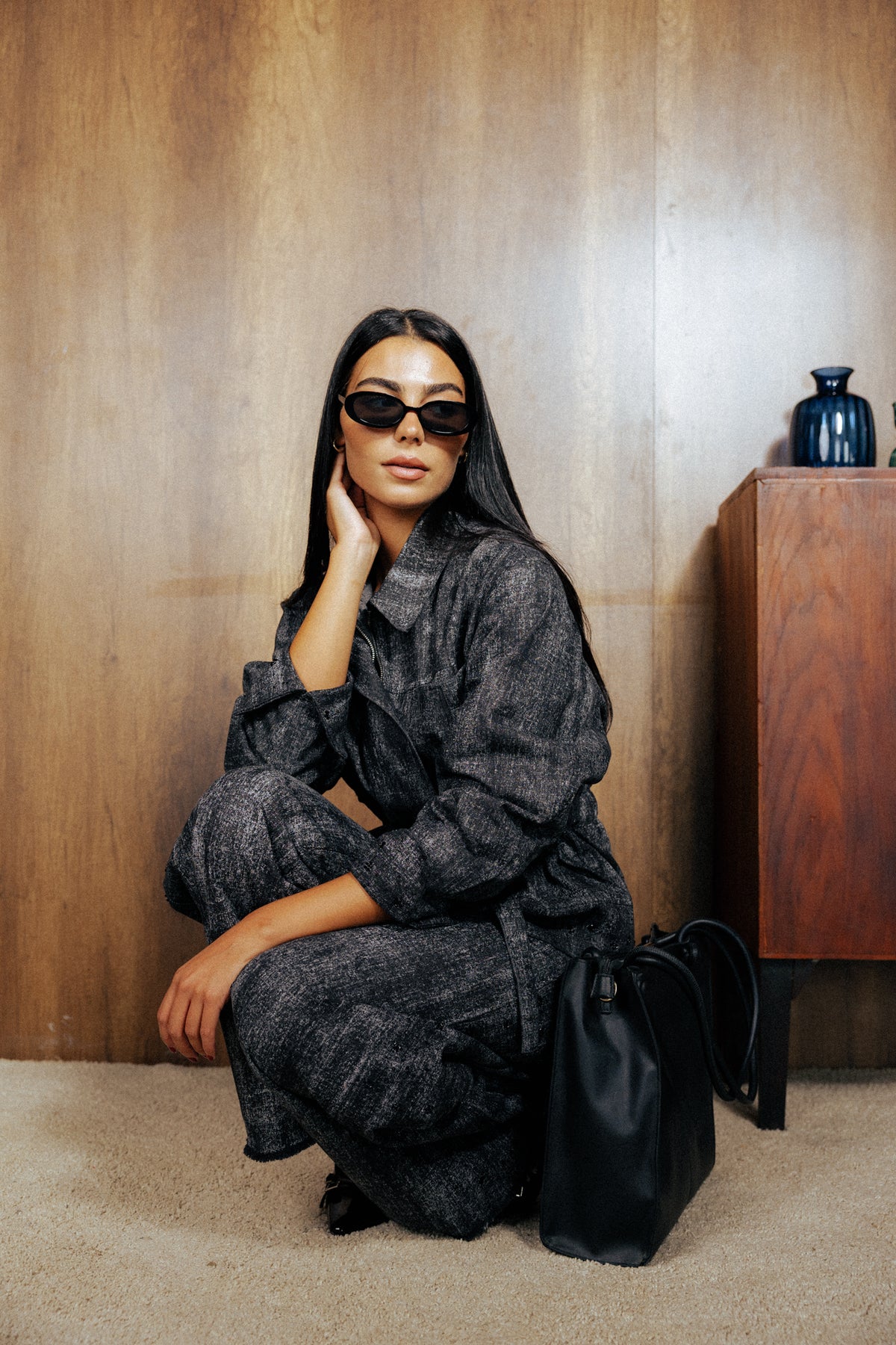 Washed Black Denim Set