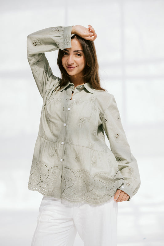Sea wave blouse in Sage