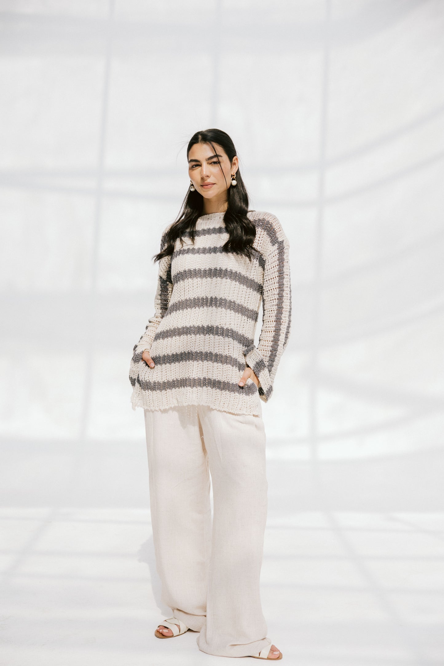 Cabana knit top in Gray