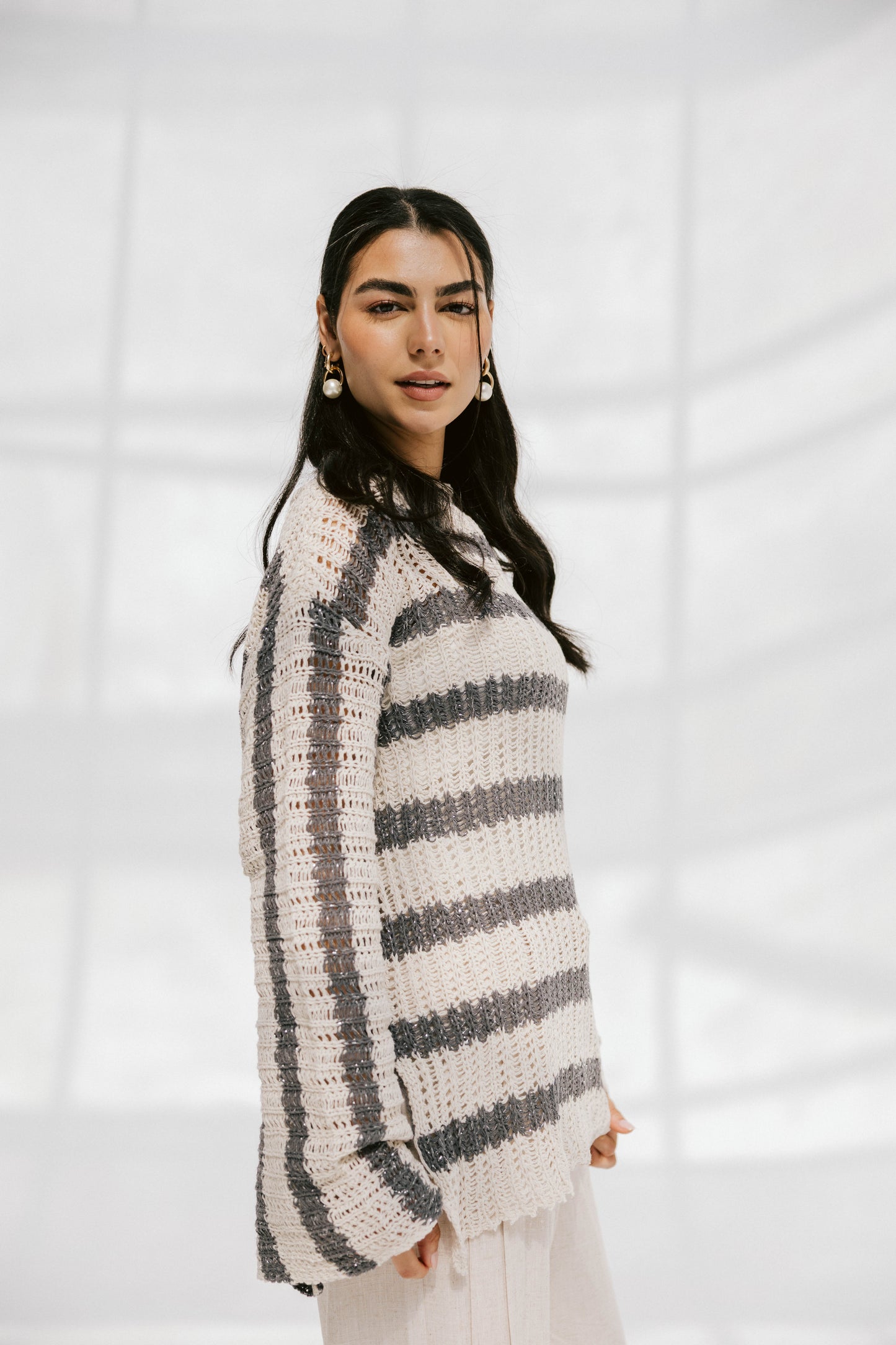 Cabana knit top in Gray