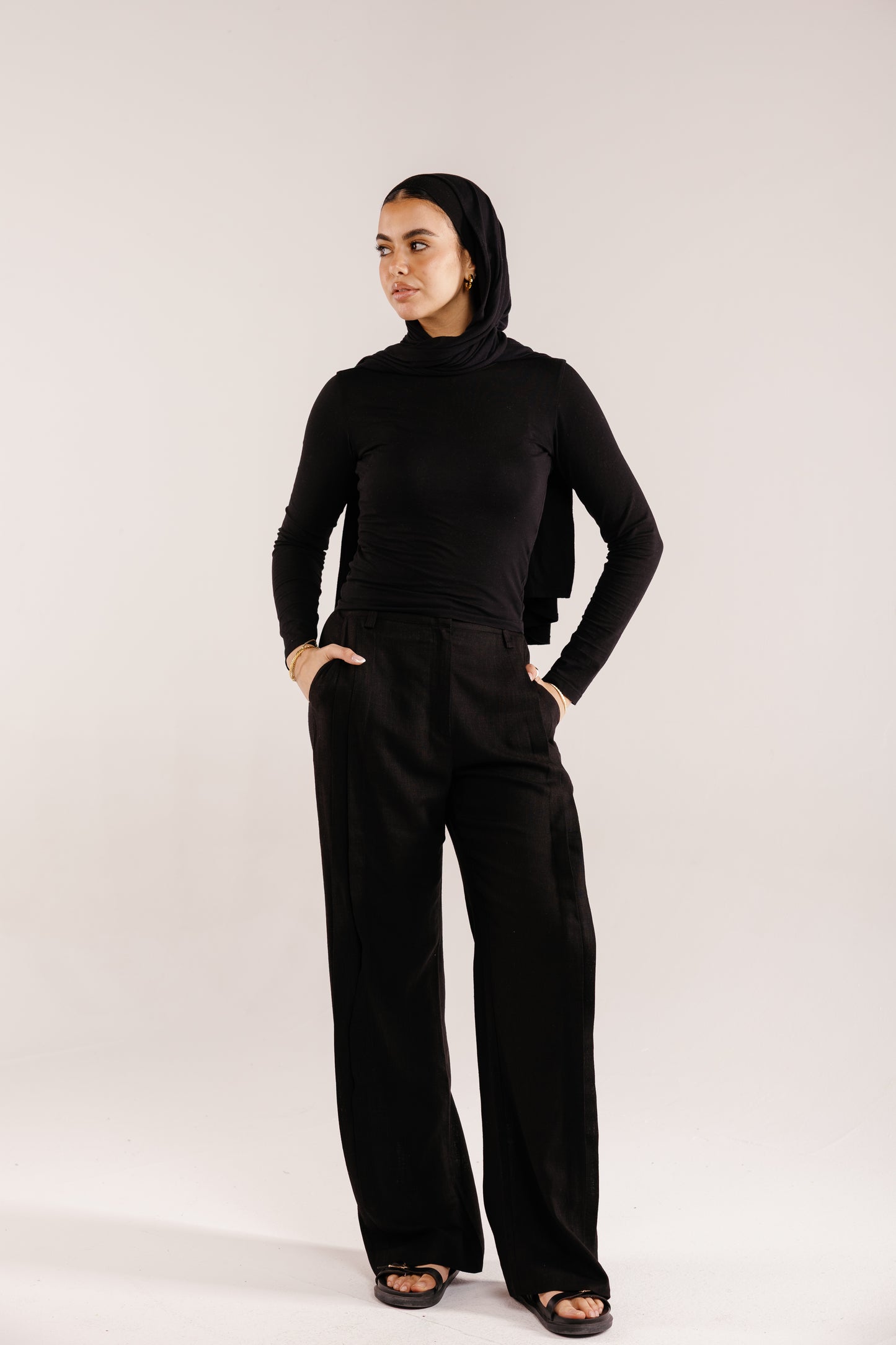 Drift Linen Pants in Black
