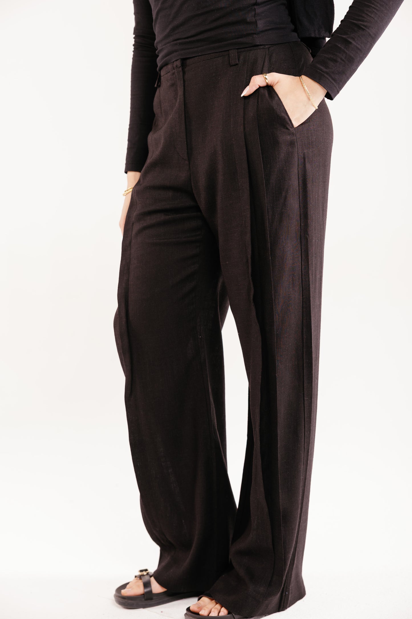 Drift Linen Pants in Black