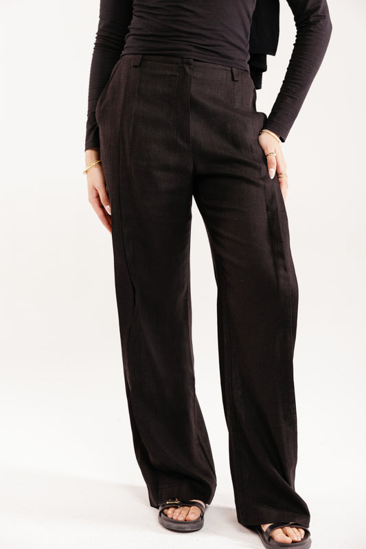 Drift Linen Pants in Black