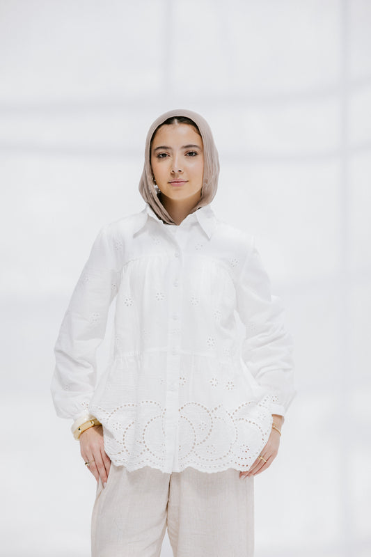 Sea wave blouse in White