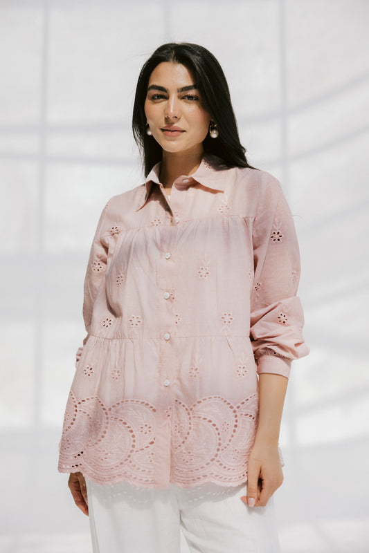 Sea wave blouse in Pale pink