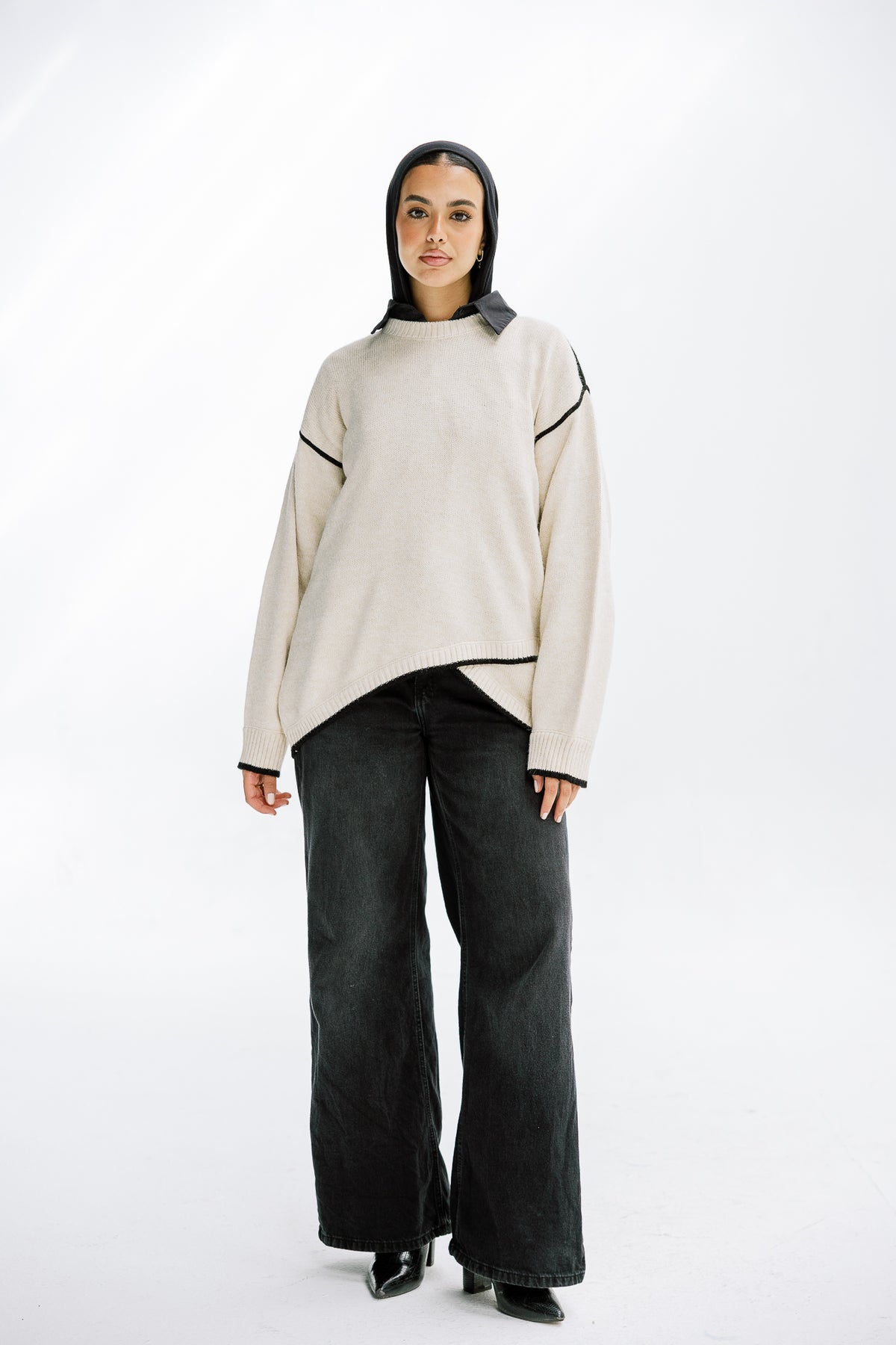 Cozy Contrast Knit in Cream