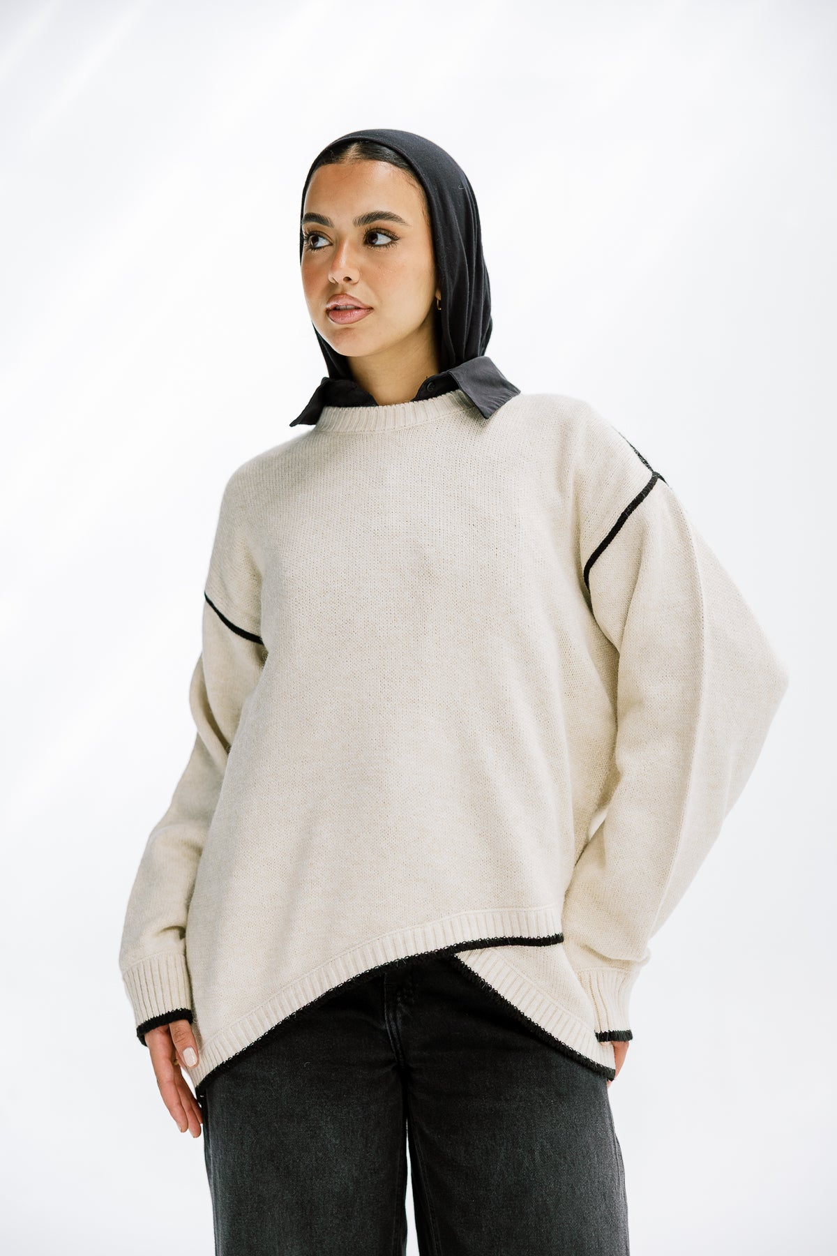 Cozy Contrast Knit in Cream
