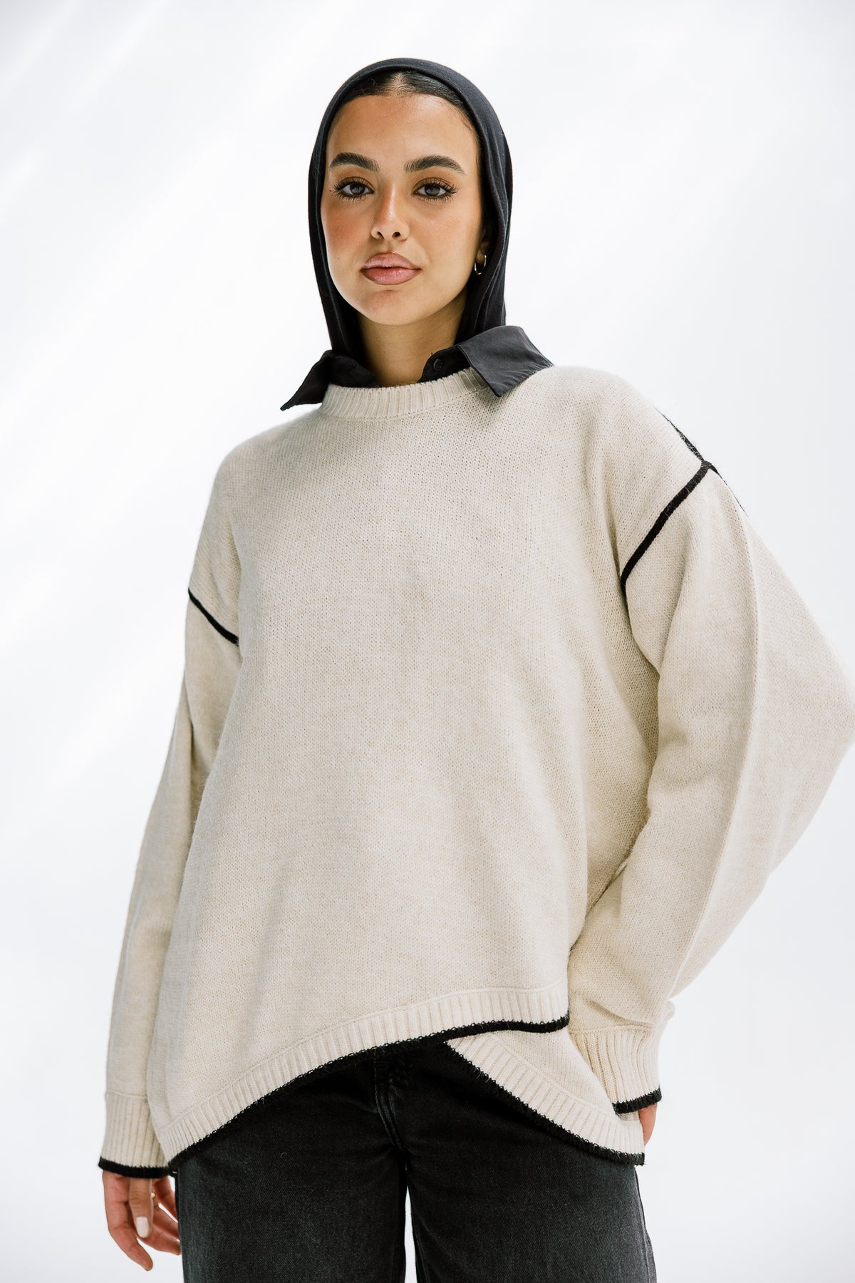 Cozy Contrast Knit in Cream