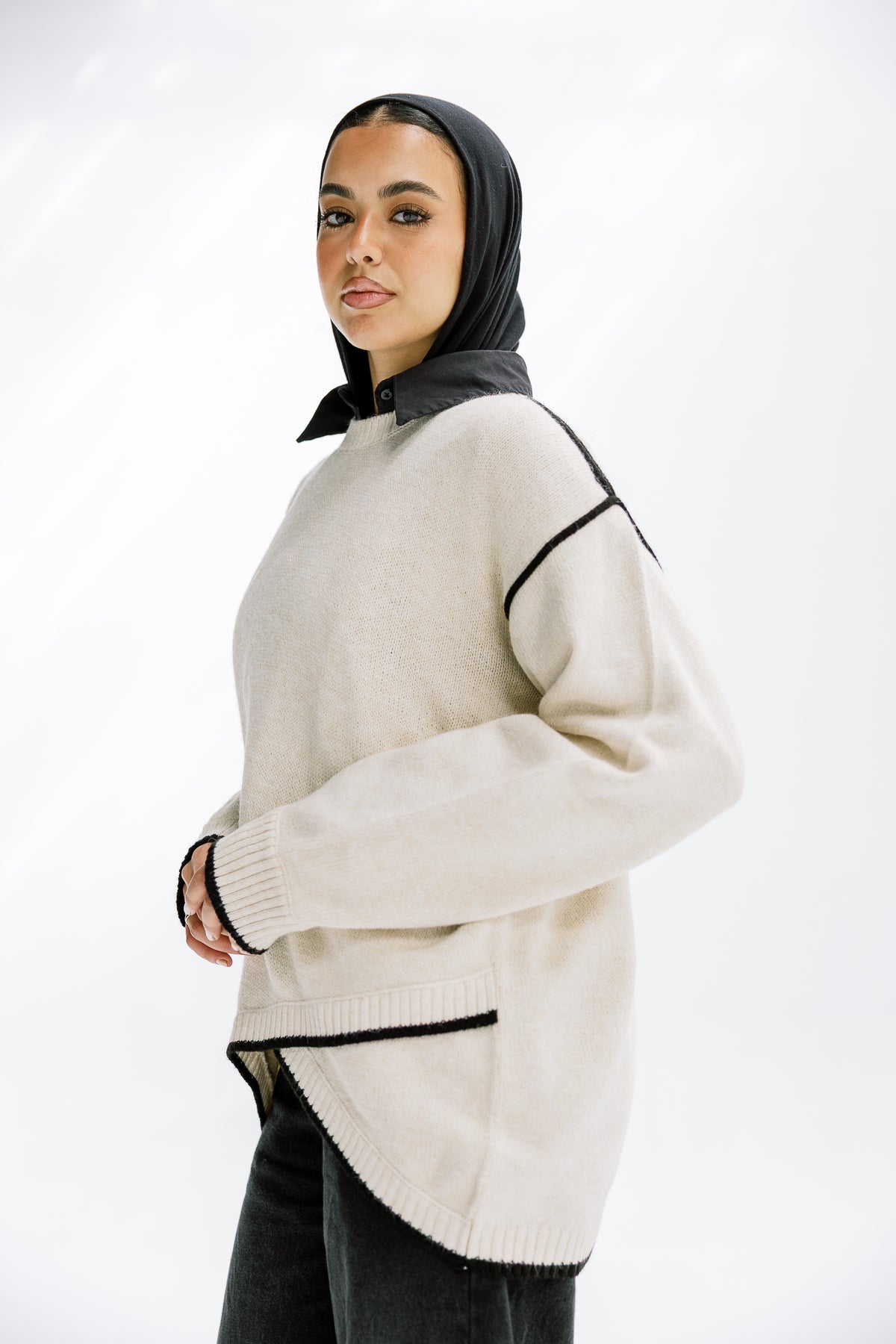 Cozy Contrast Knit in Cream