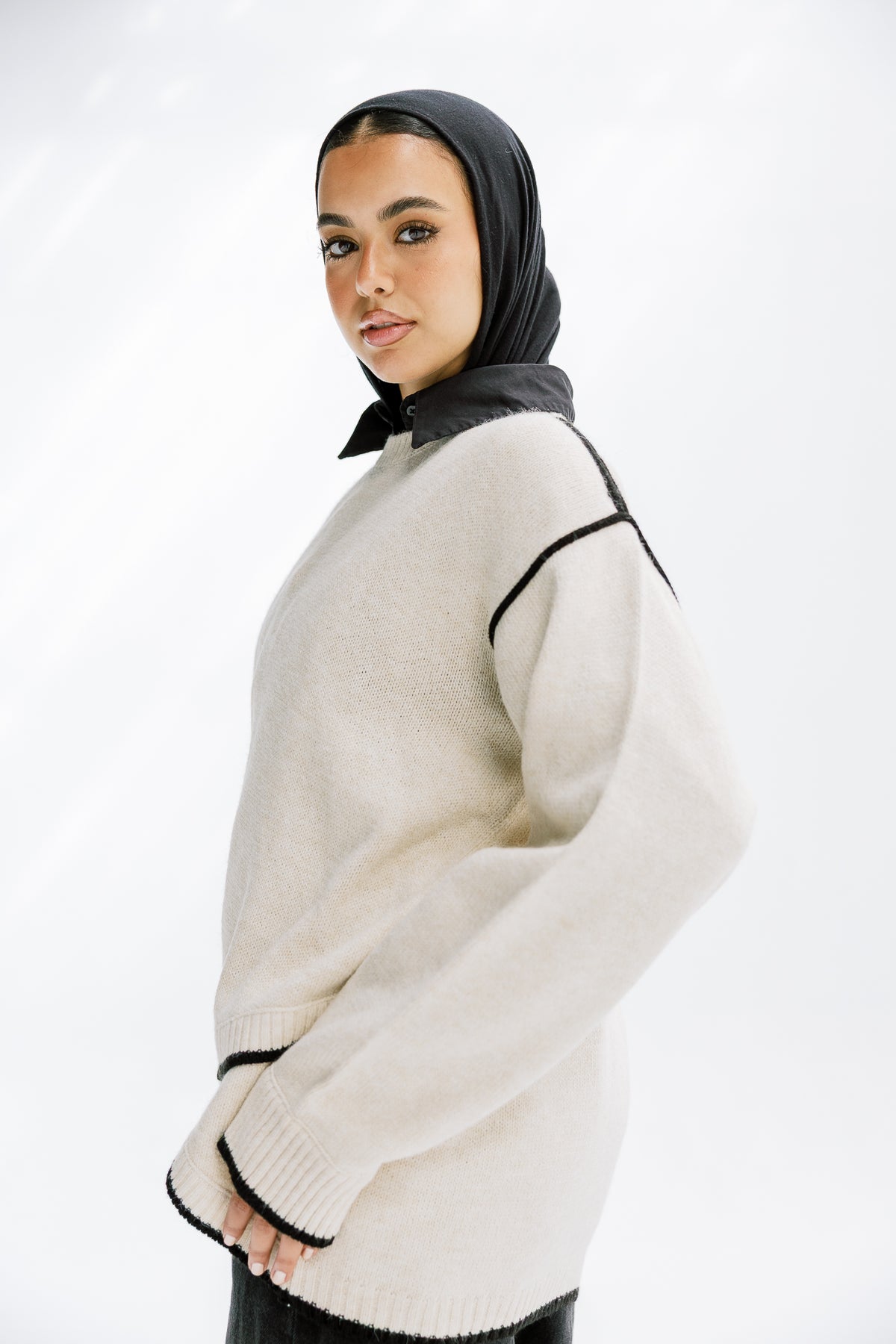 Cozy Contrast Knit in Cream