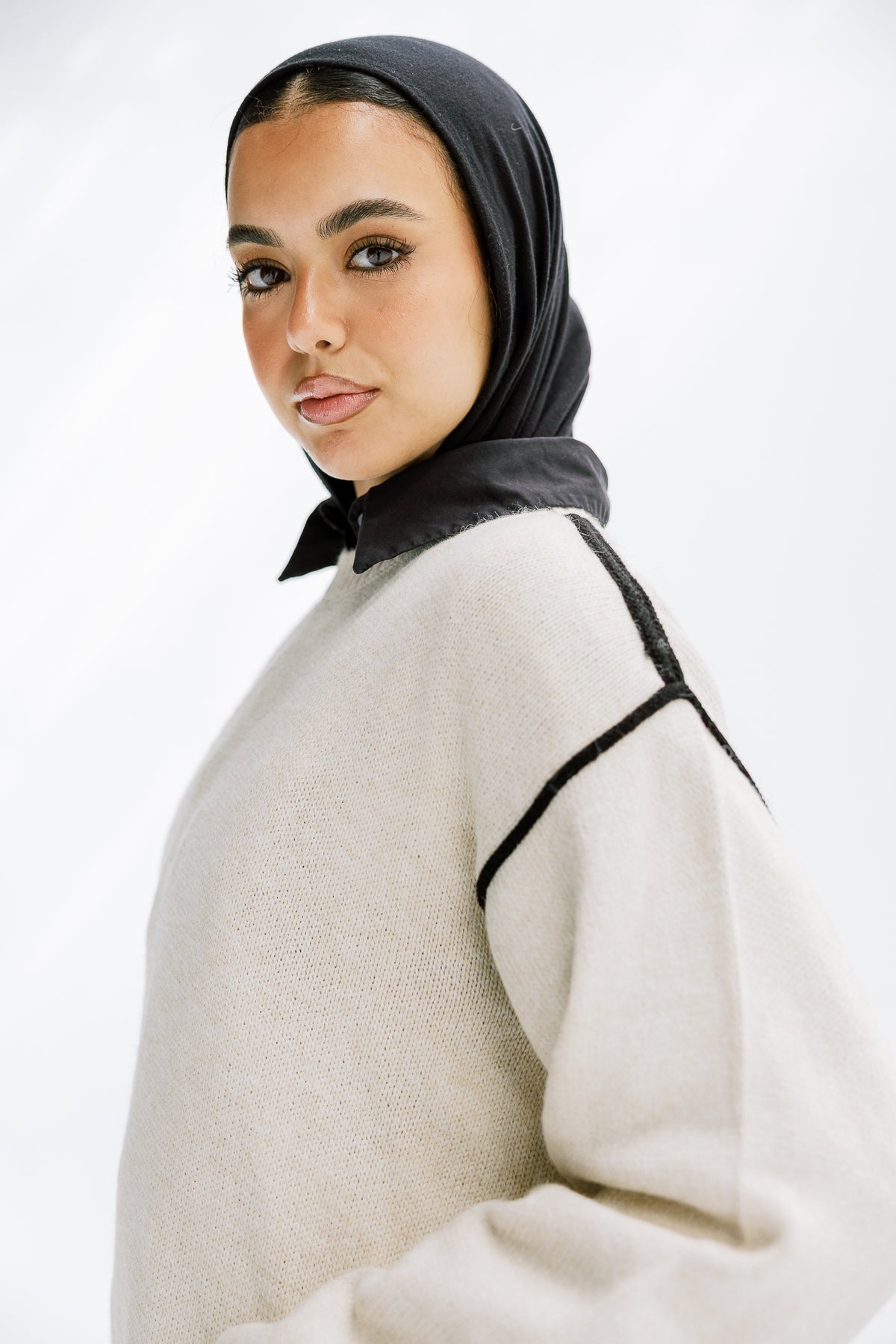 Cozy Contrast Knit in Cream