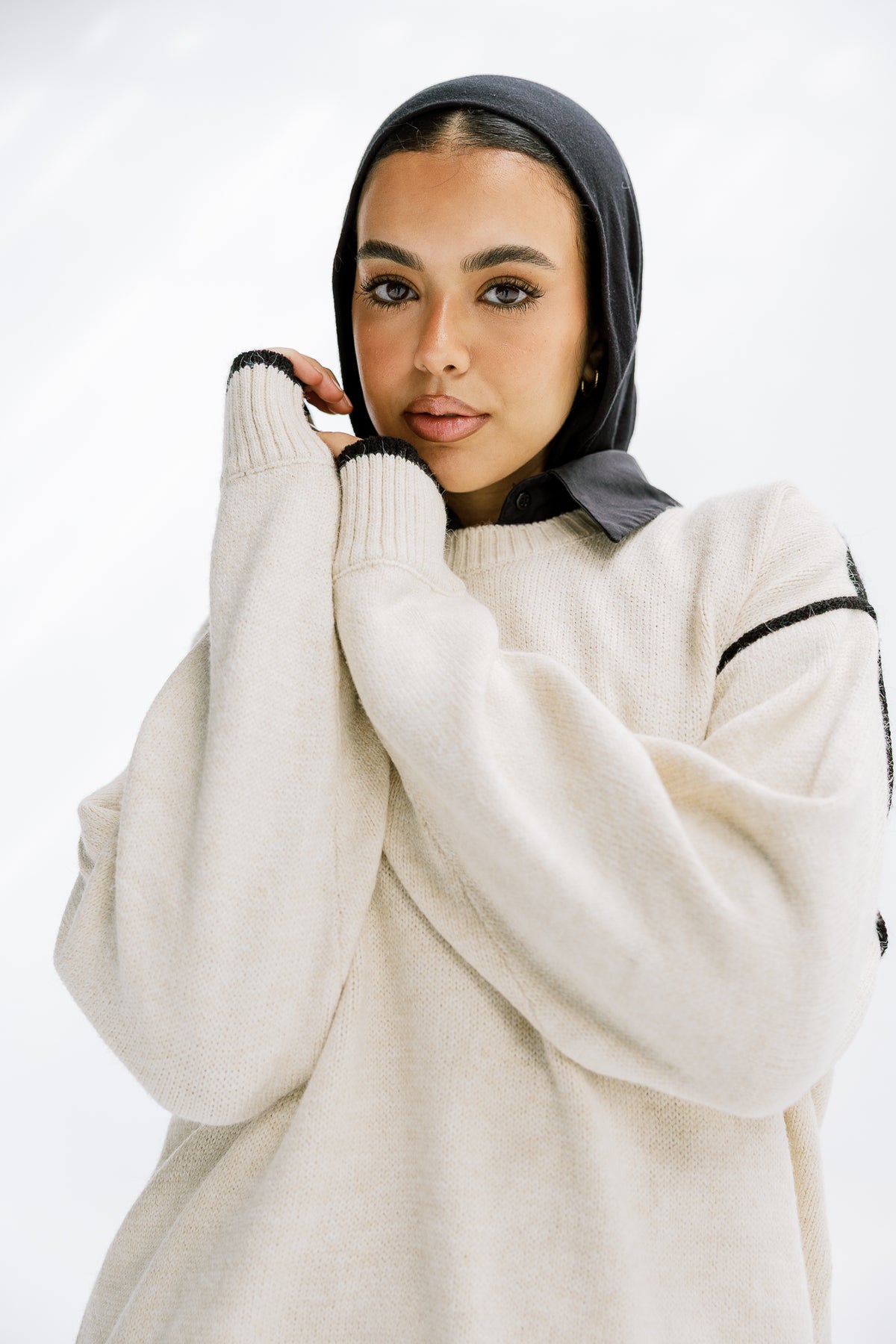 Cozy Contrast Knit in Cream