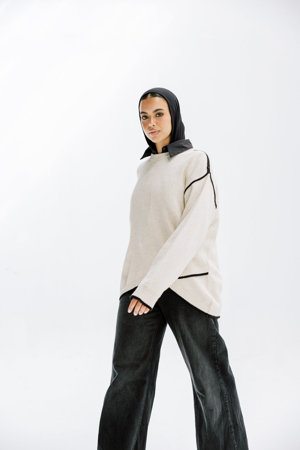 Cozy Contrast Knit in Cream