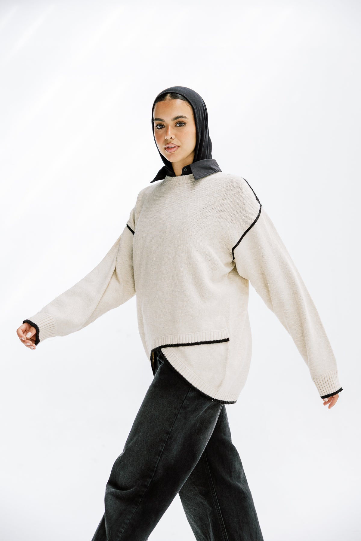 Cozy Contrast Knit in Cream