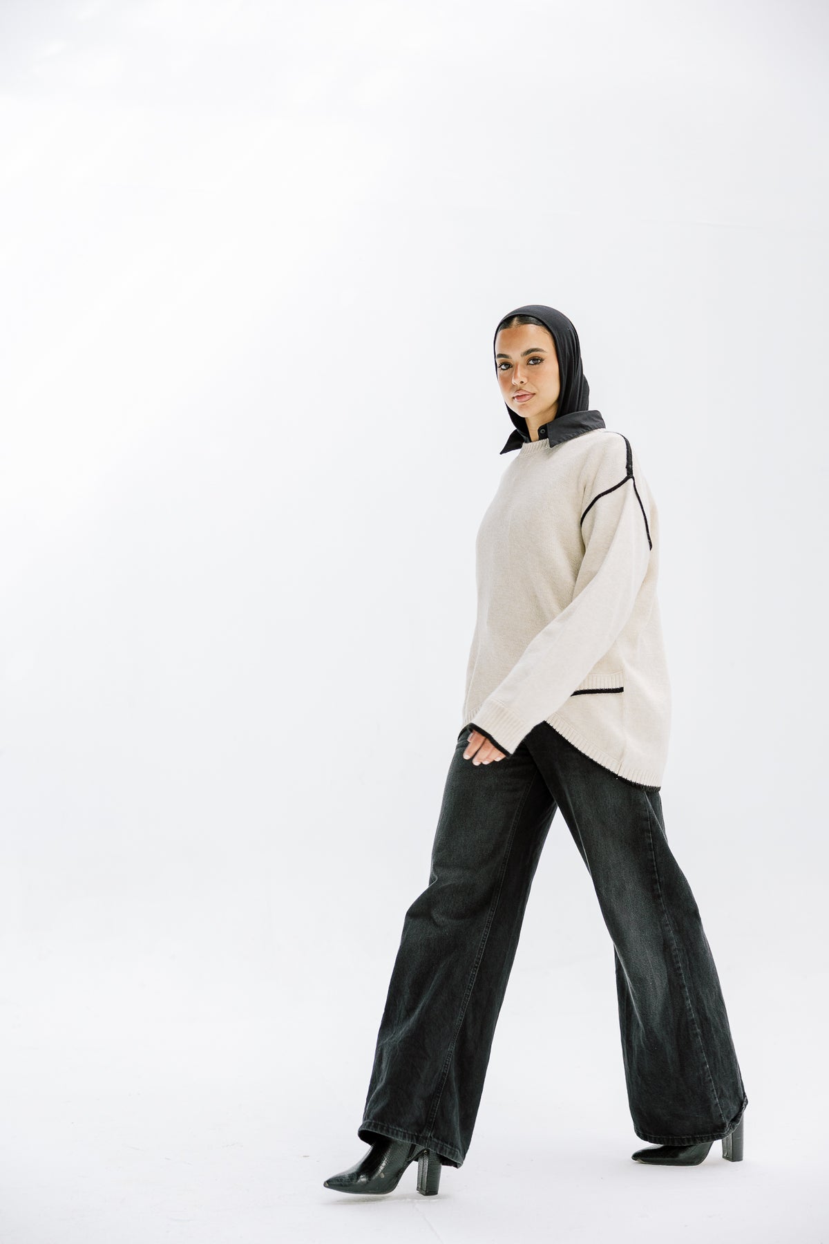 Cozy Contrast Knit in Cream