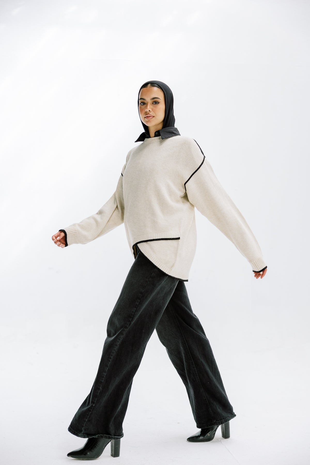 Cozy Contrast Knit in Cream