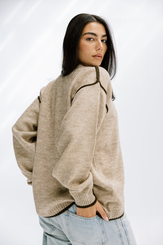 Cozy Contrast Knit in Beige
