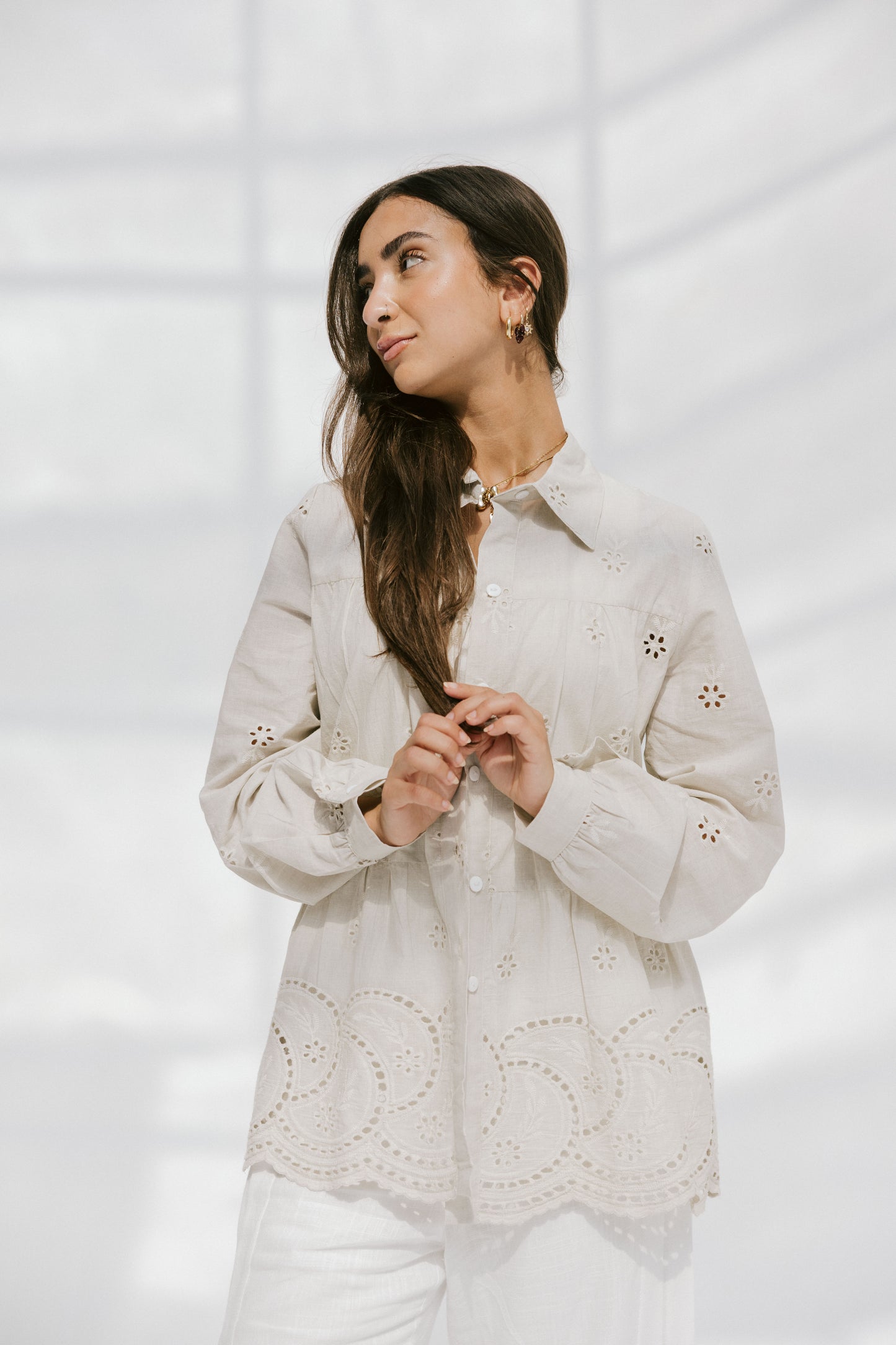Sea Wave blouse in Beige