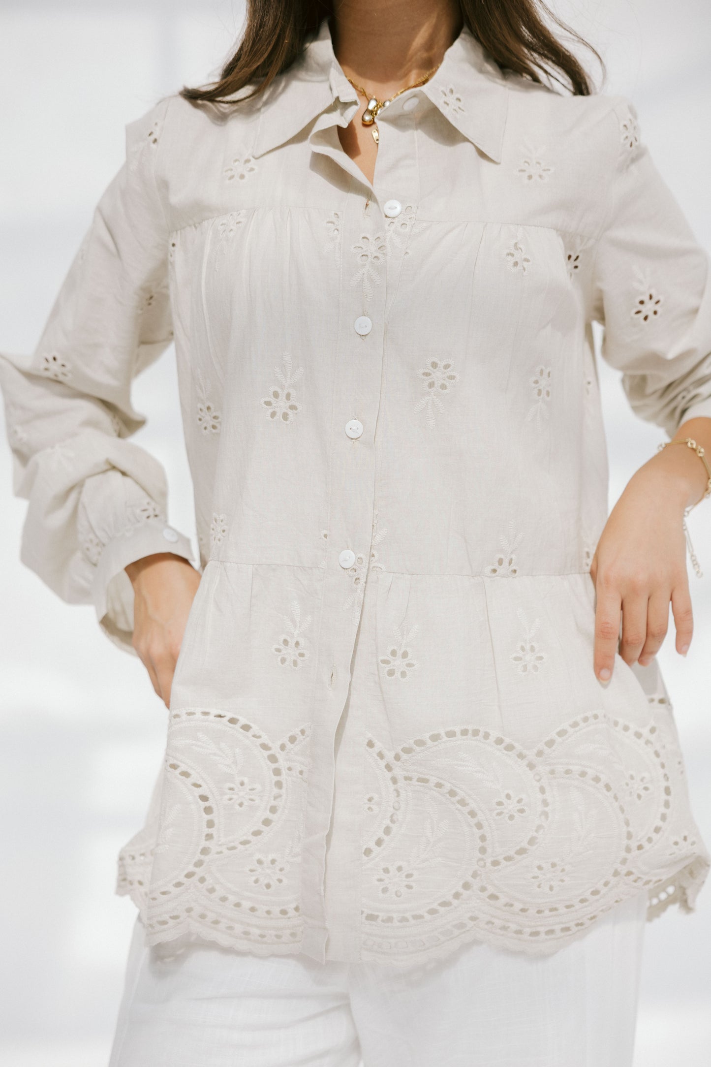 Sea Wave blouse in Beige