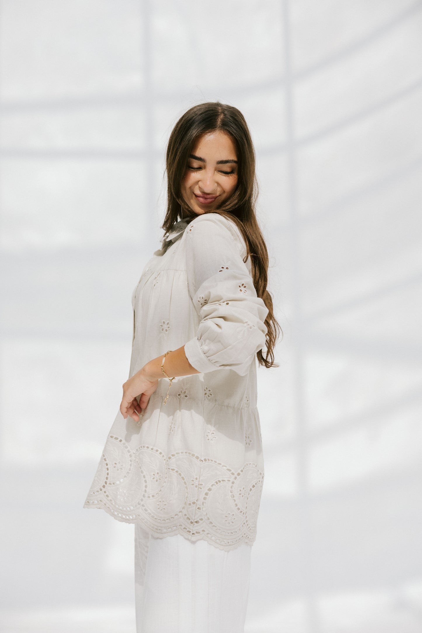 Sea Wave blouse in Beige