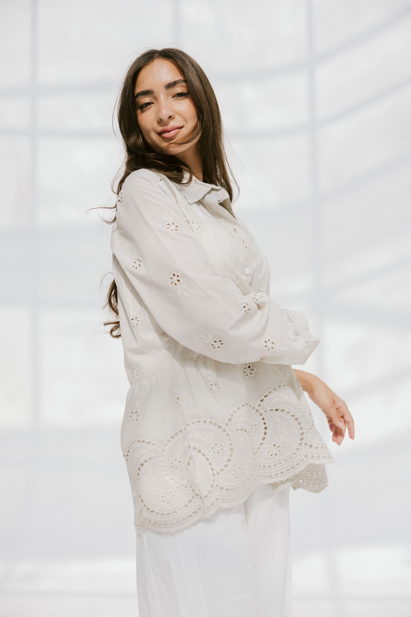 Sea Wave blouse in Beige
